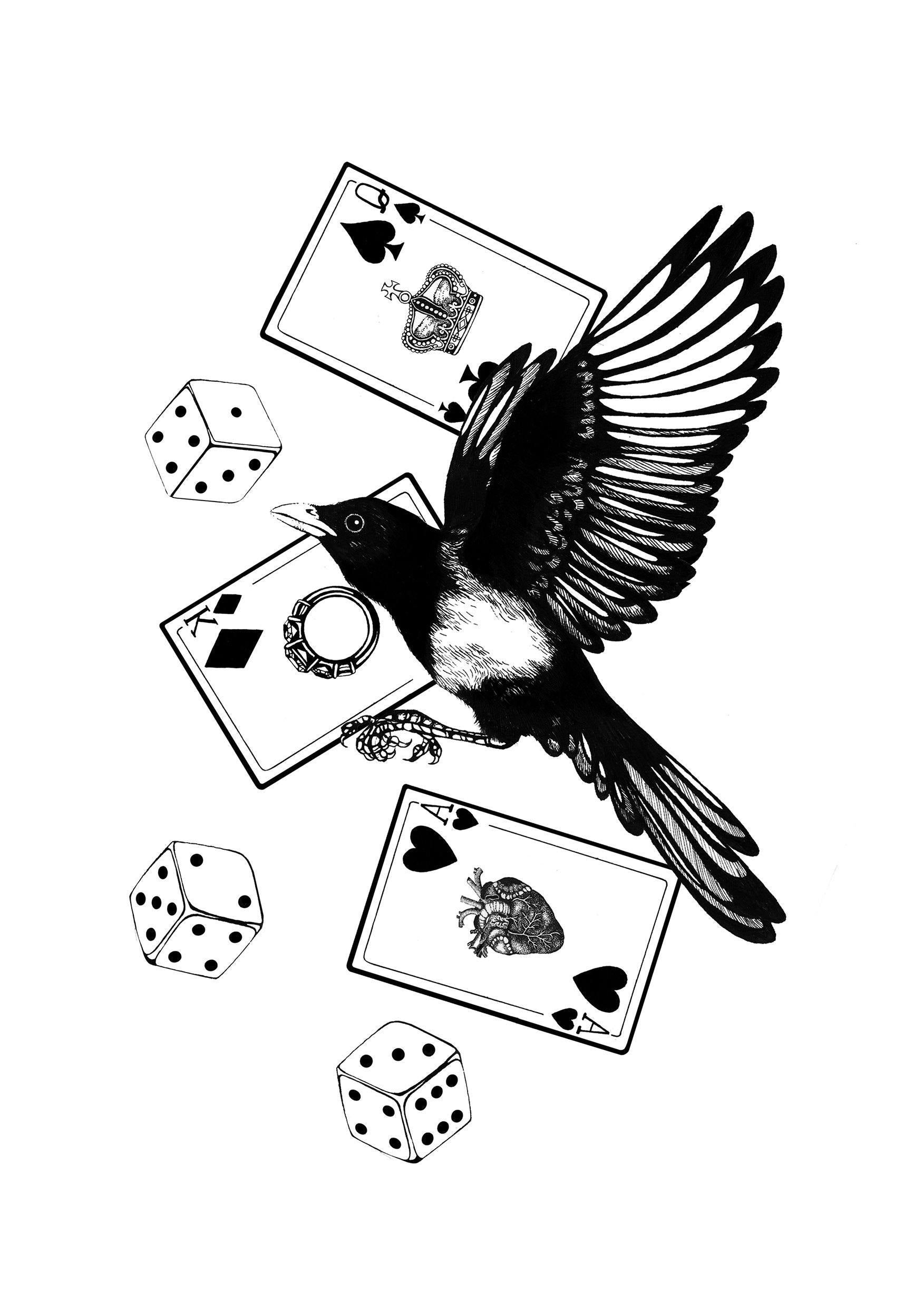 'Mysterious Magpie' Fine Art Print - Emily Carter London