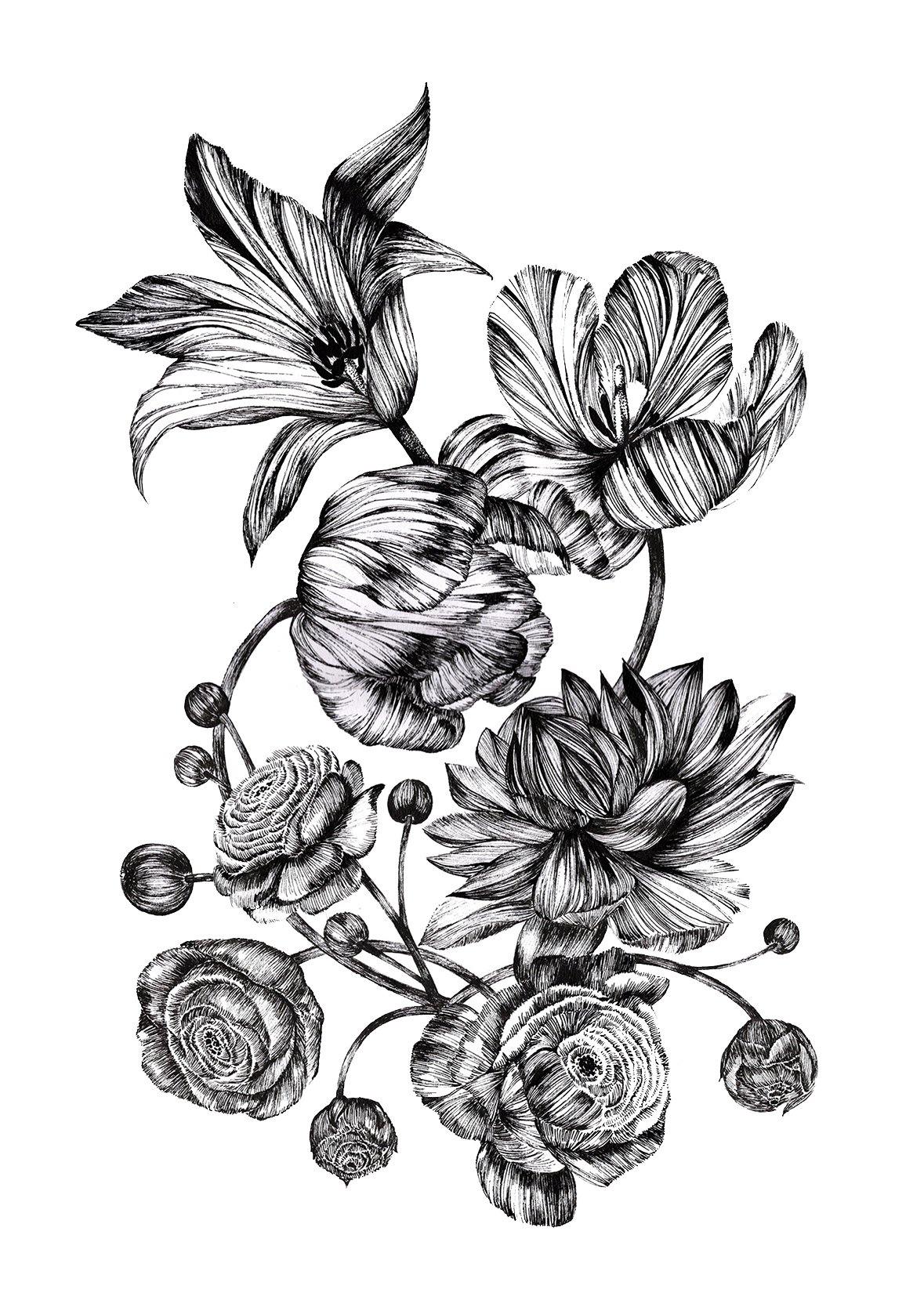 'Floral Bouquet' Fine Art Print - Emily Carter London
