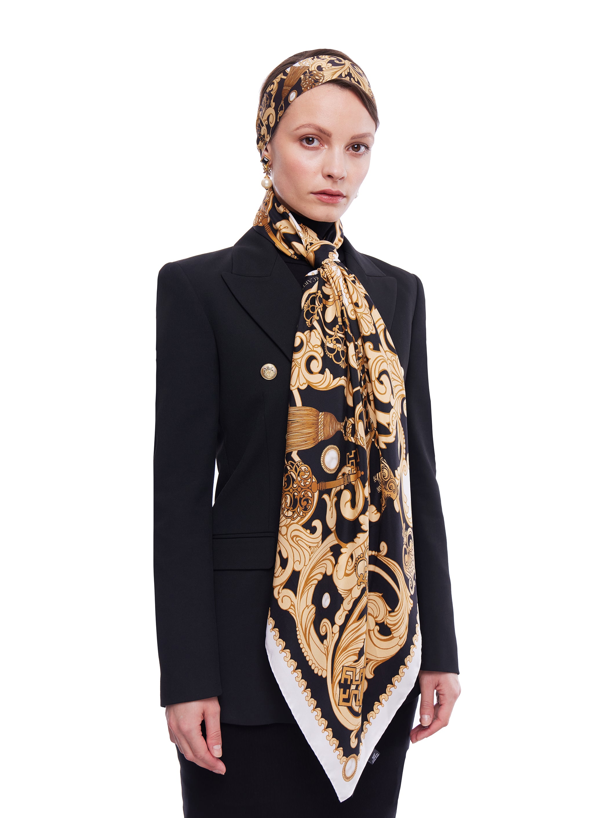 The Pearl Rococo Silk Scarf | 90x90cm