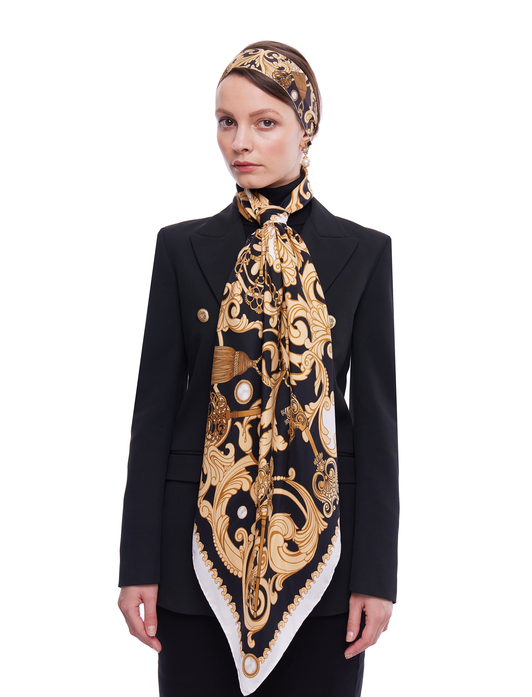 The Pearl Rococo Silk Scarf | 90x90cm