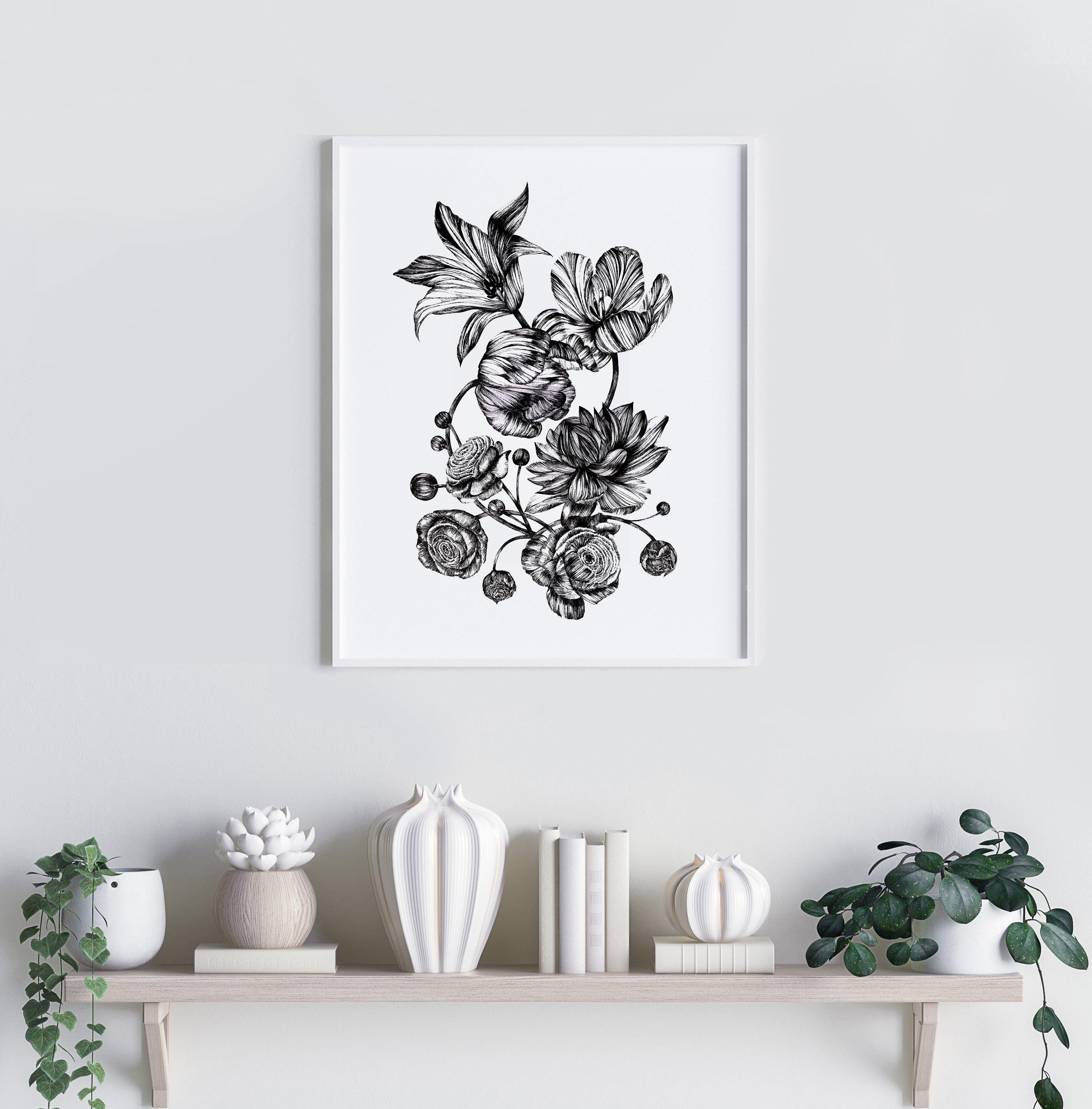 'Floral Bouquet' Fine Art Print - Emily Carter London
