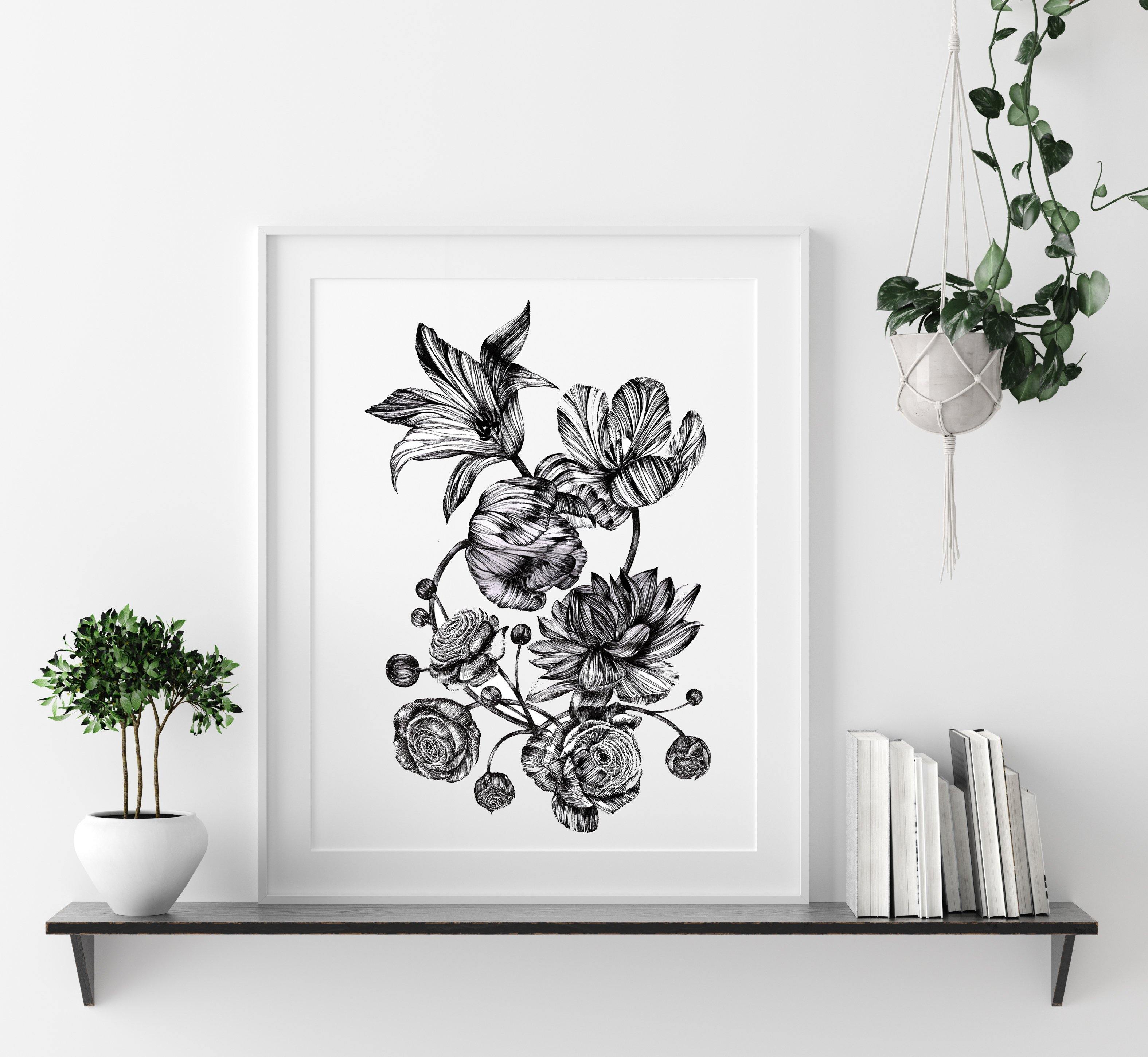 'Floral Bouquet' Fine Art Print - Emily Carter London