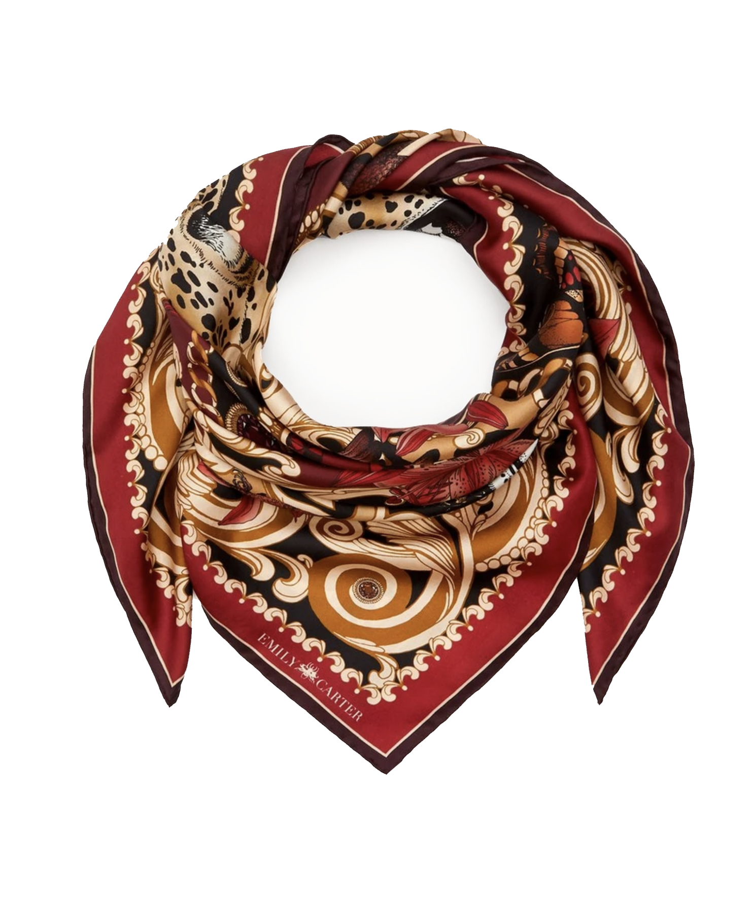 The Leopard & Ruby Silk Scarf | 90x90cm