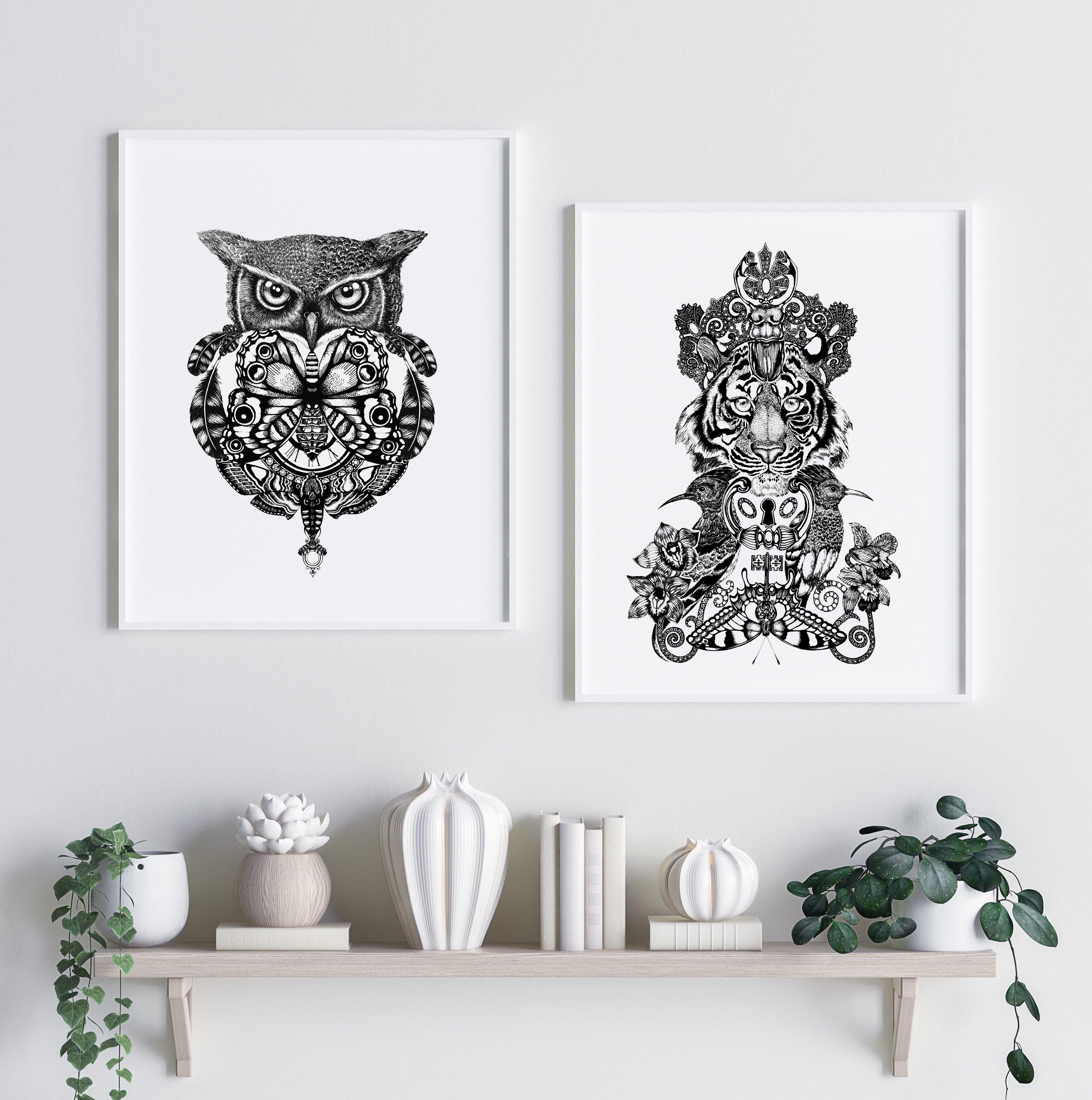 'The Owl & Pocket Watch' Fine Art Print - Emily Carter London