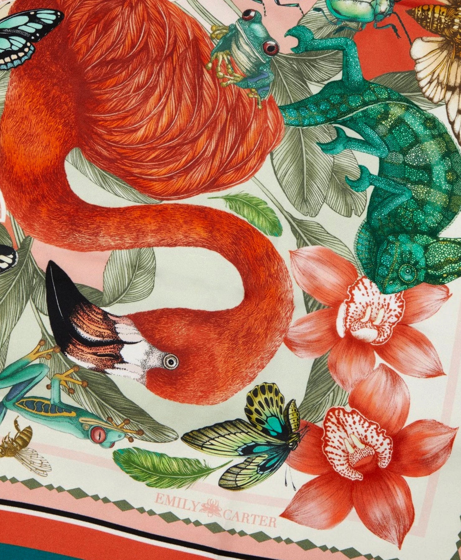 The Flamingo Fiesta Scarf - Crimson | 90x90cm