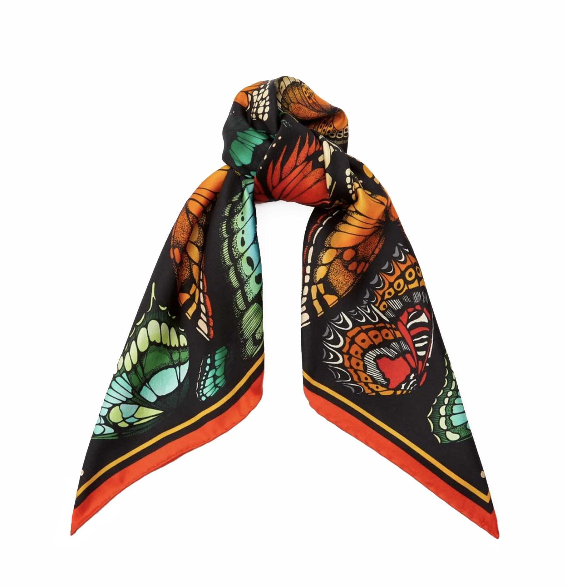 The Tropical Butterfly Silk Scarf - Burnt Orange | 65x65cm