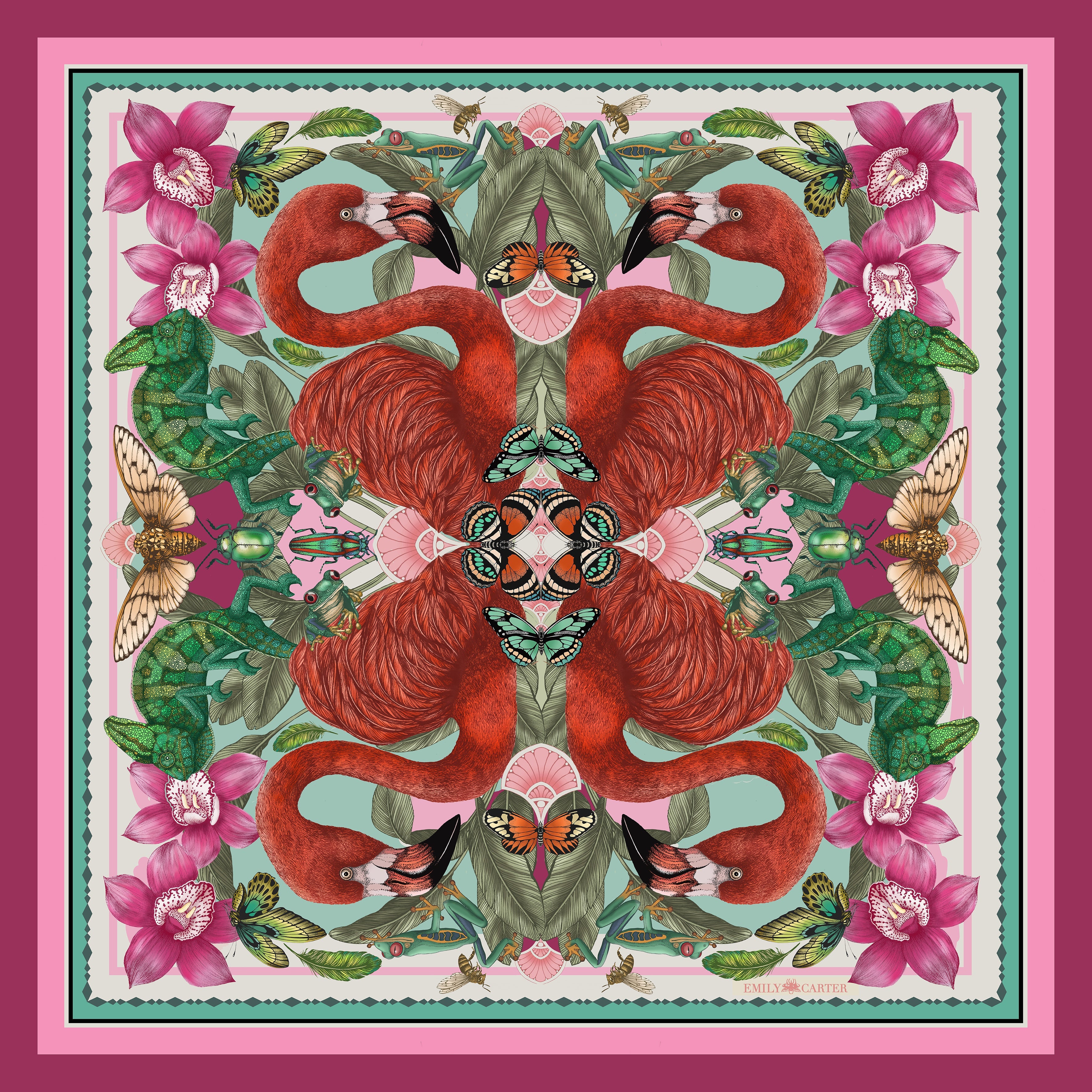 The Flamingo Fiesta Scarf - Magenta | 65x65cm