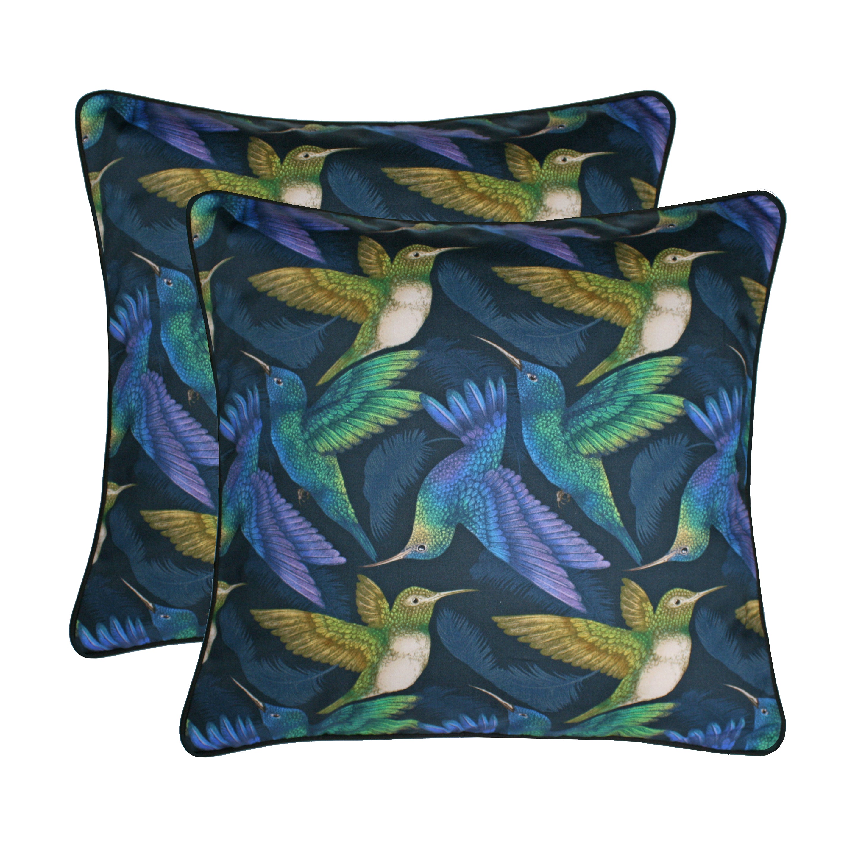 The Tropical Hummingbird Cushion Indigo Set | 45x45cm