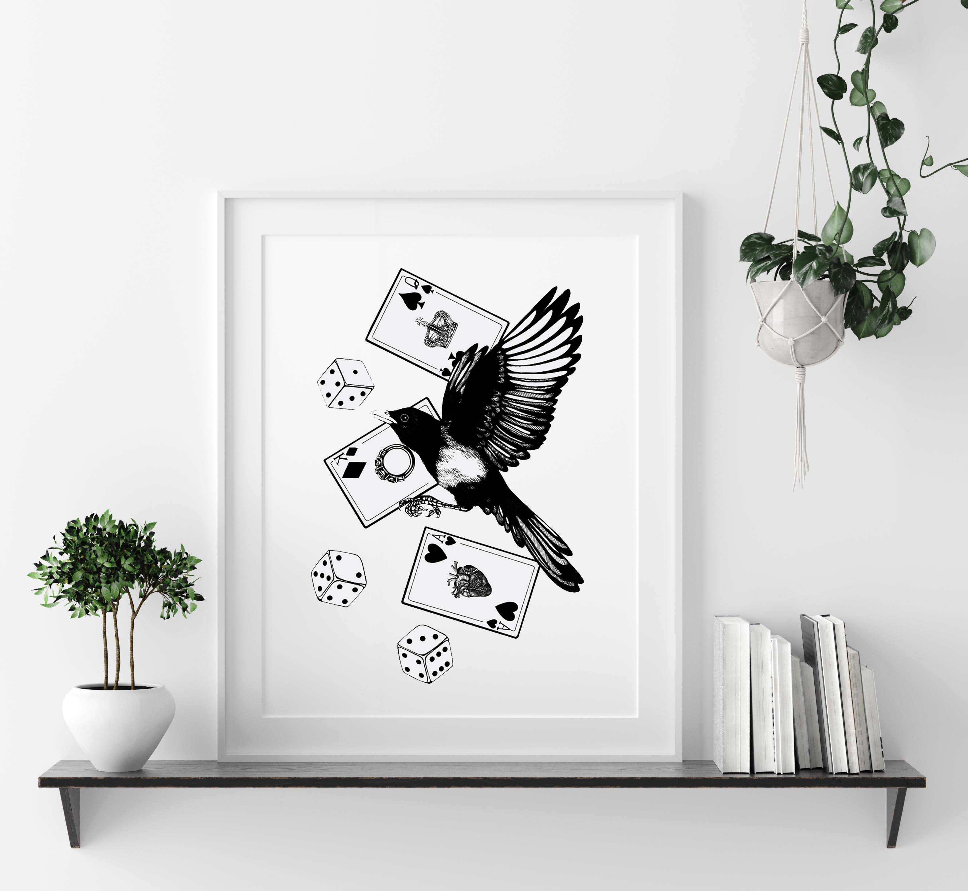 'Mysterious Magpie' Fine Art Print - Emily Carter London