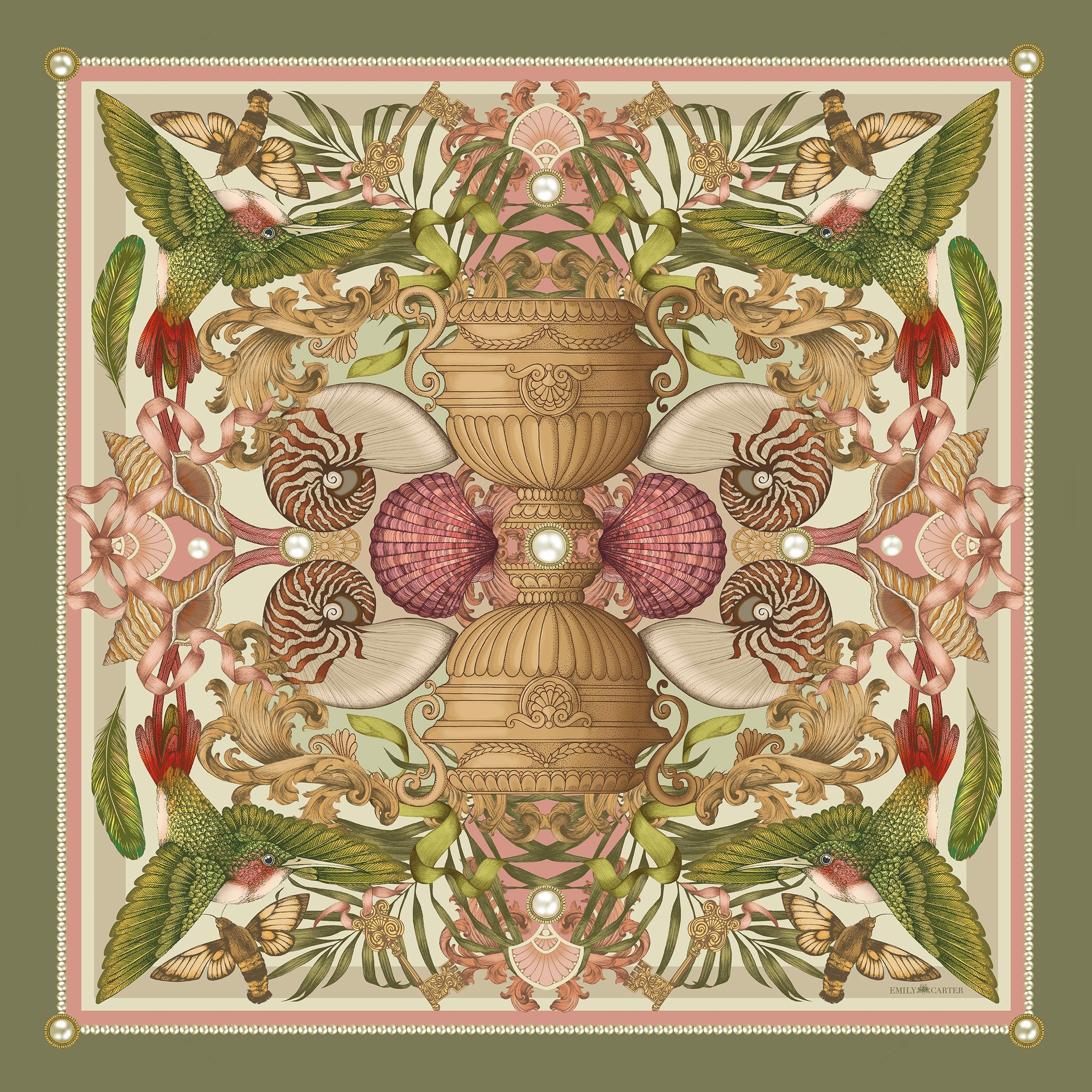 From Sketch to Silk: The Hummingbird & Nautilus Scarf