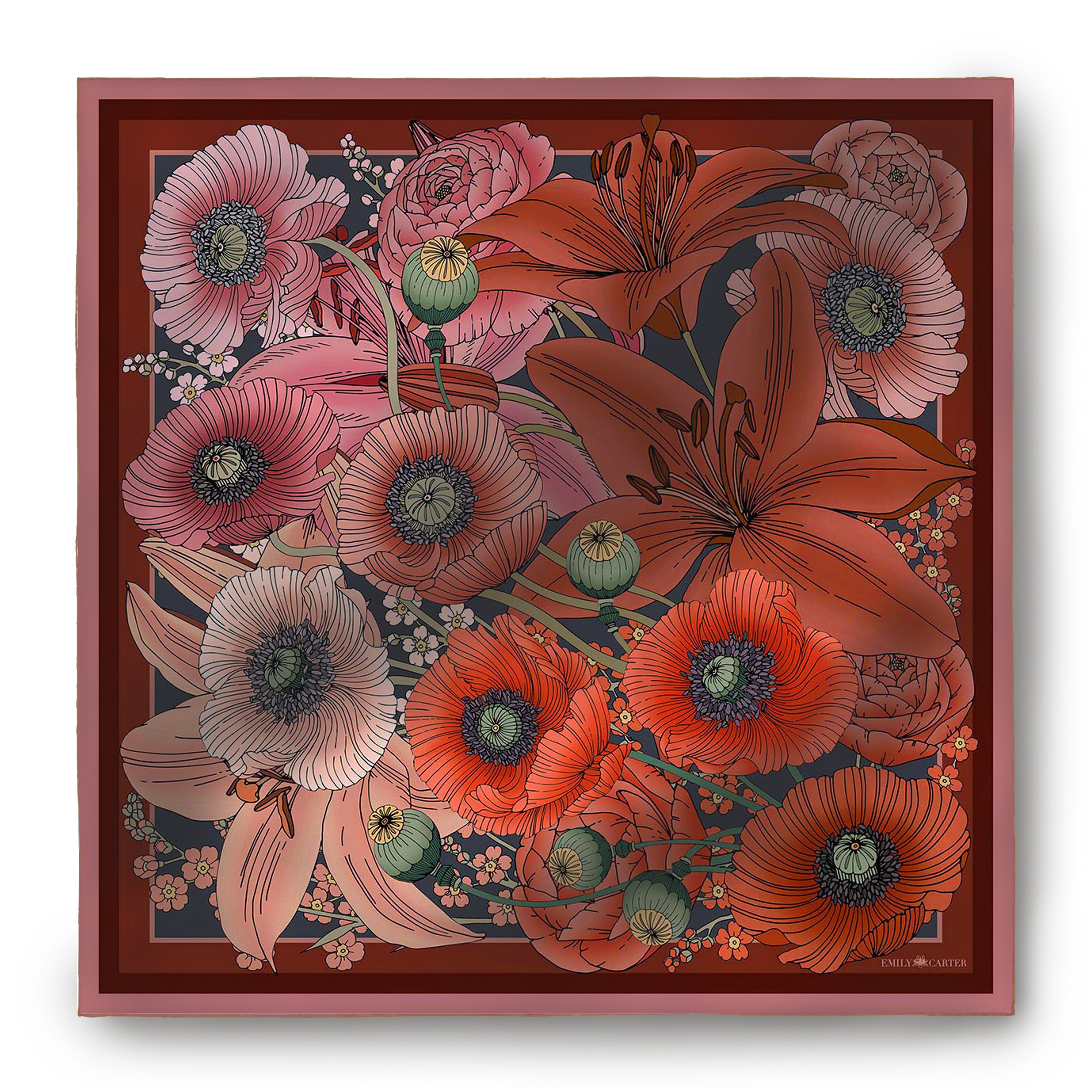 The Lily & Poppy Silk Scarf | 90x90cm [Preorder]