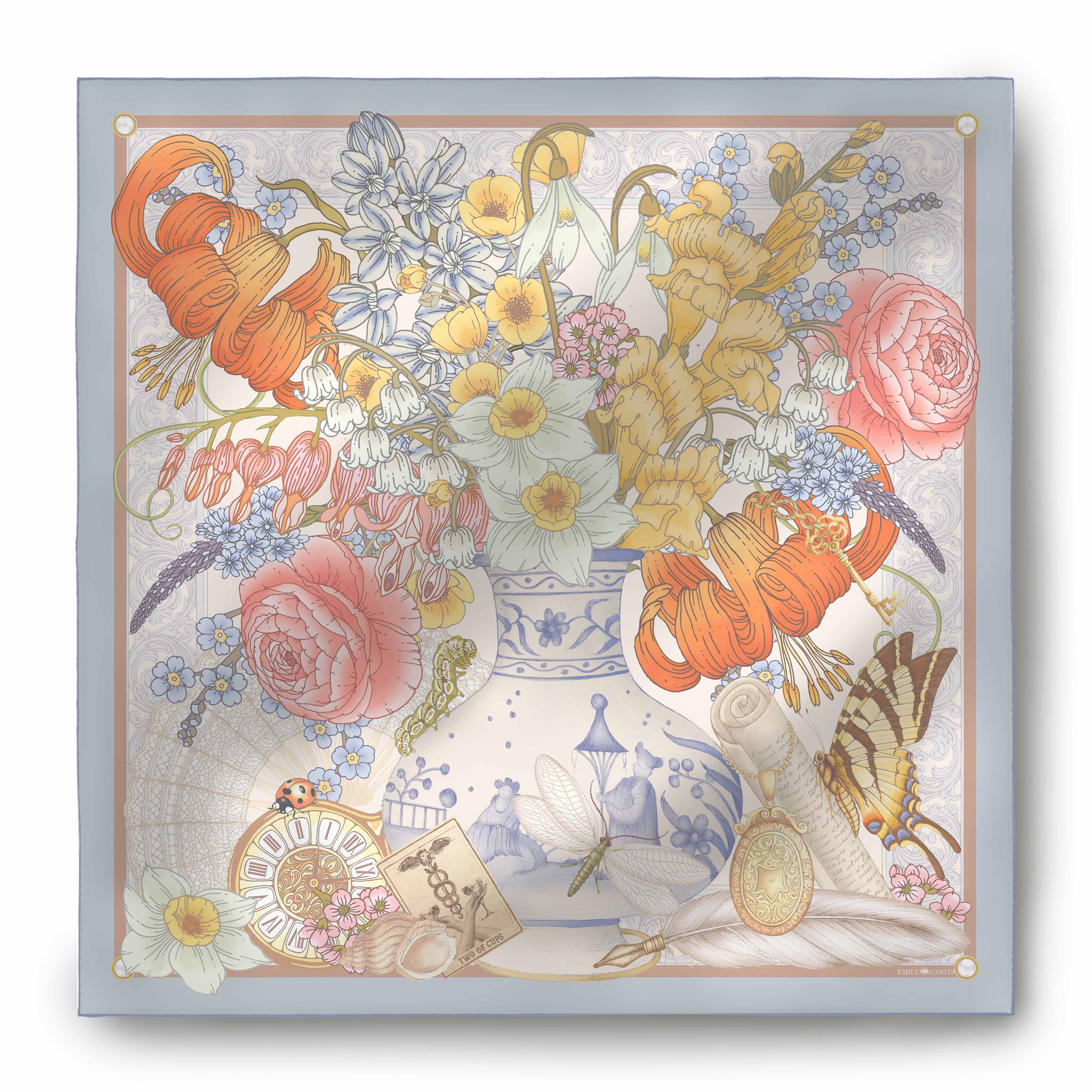 The Rose & Forget-Me-Not Silk Scarf | 90x90cm [Preorder]