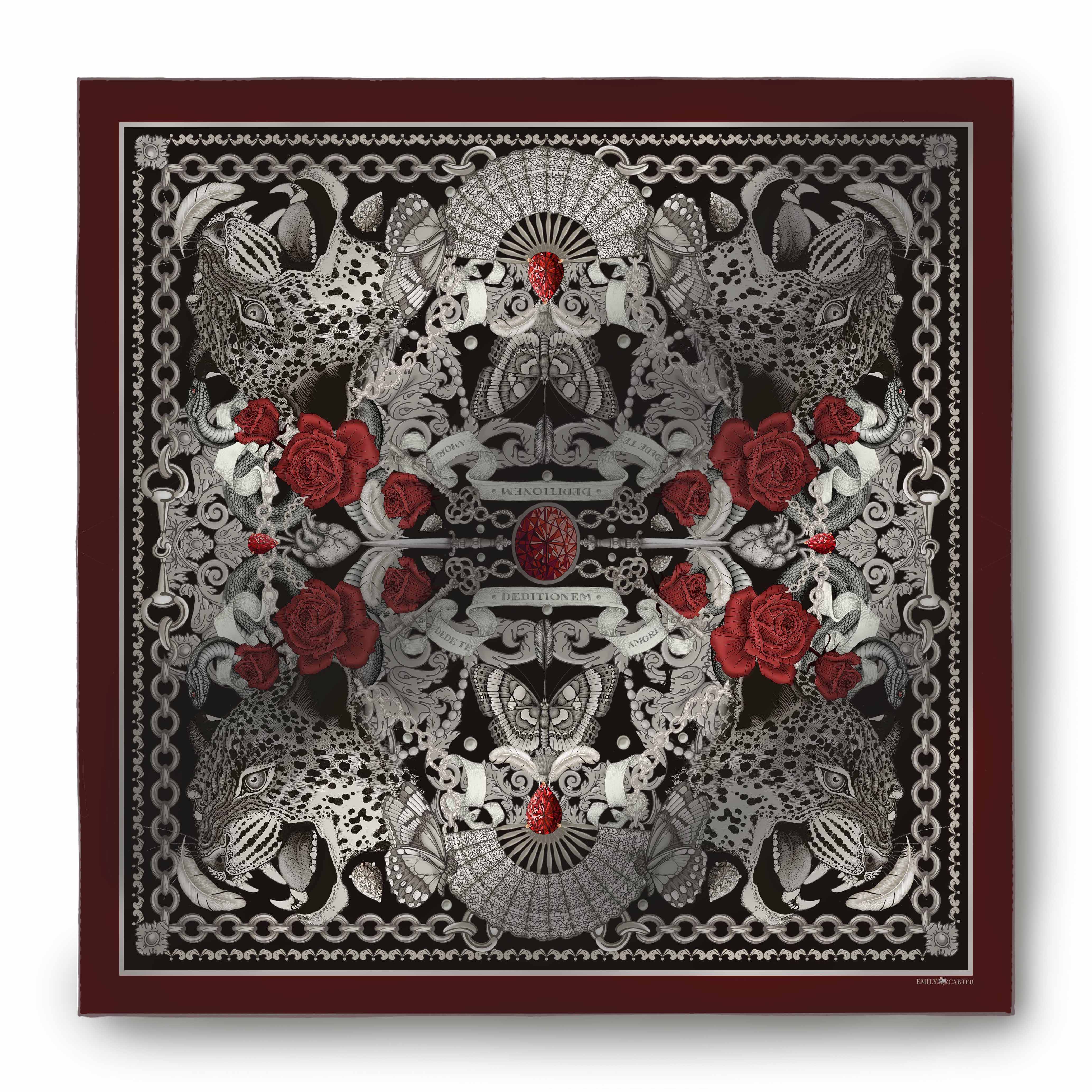 The Panther & Garnet Silk Scarf | 90x90cm [Preorder]
