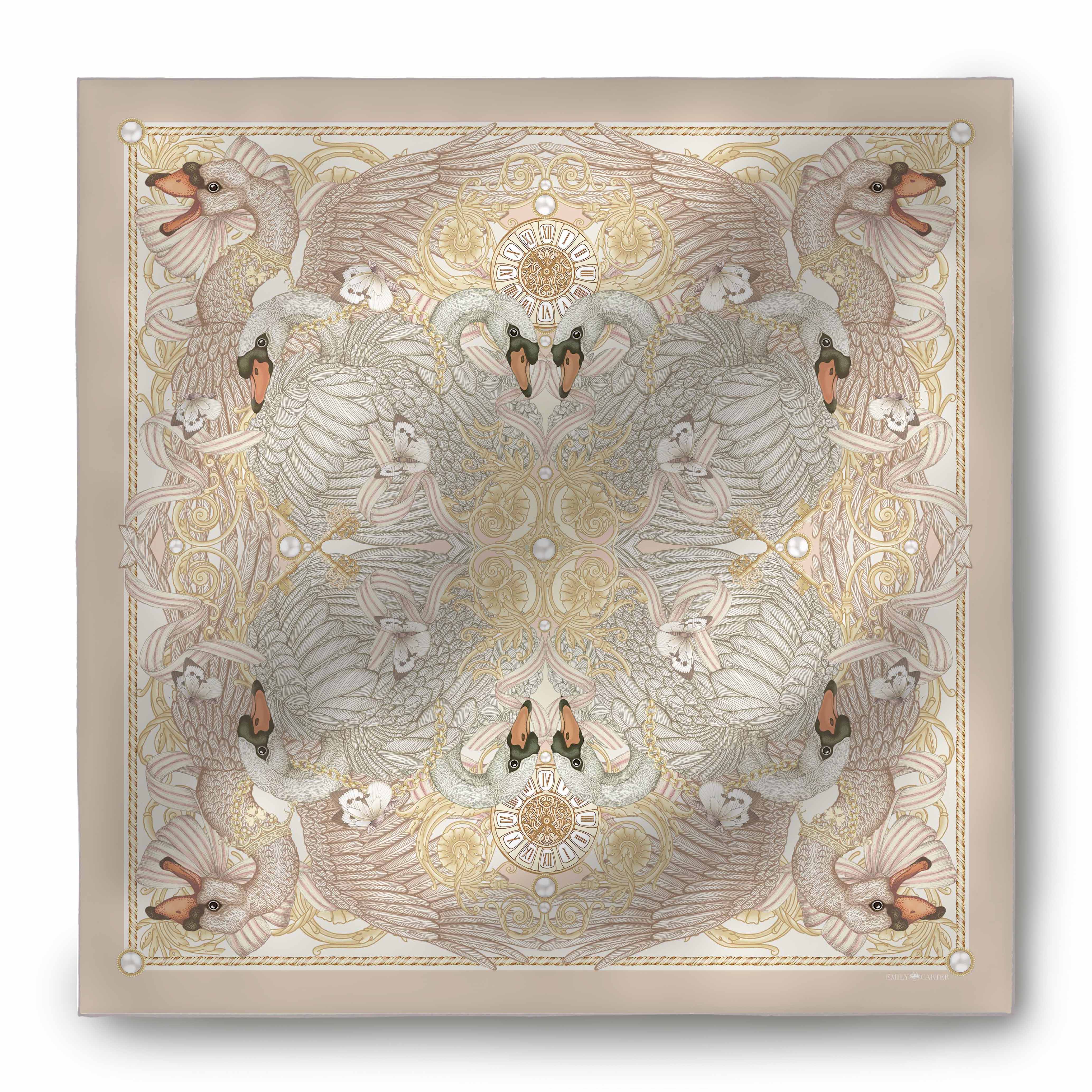 The Swan & Porcelain Silk Scarf | 90x90cm [Preorder]