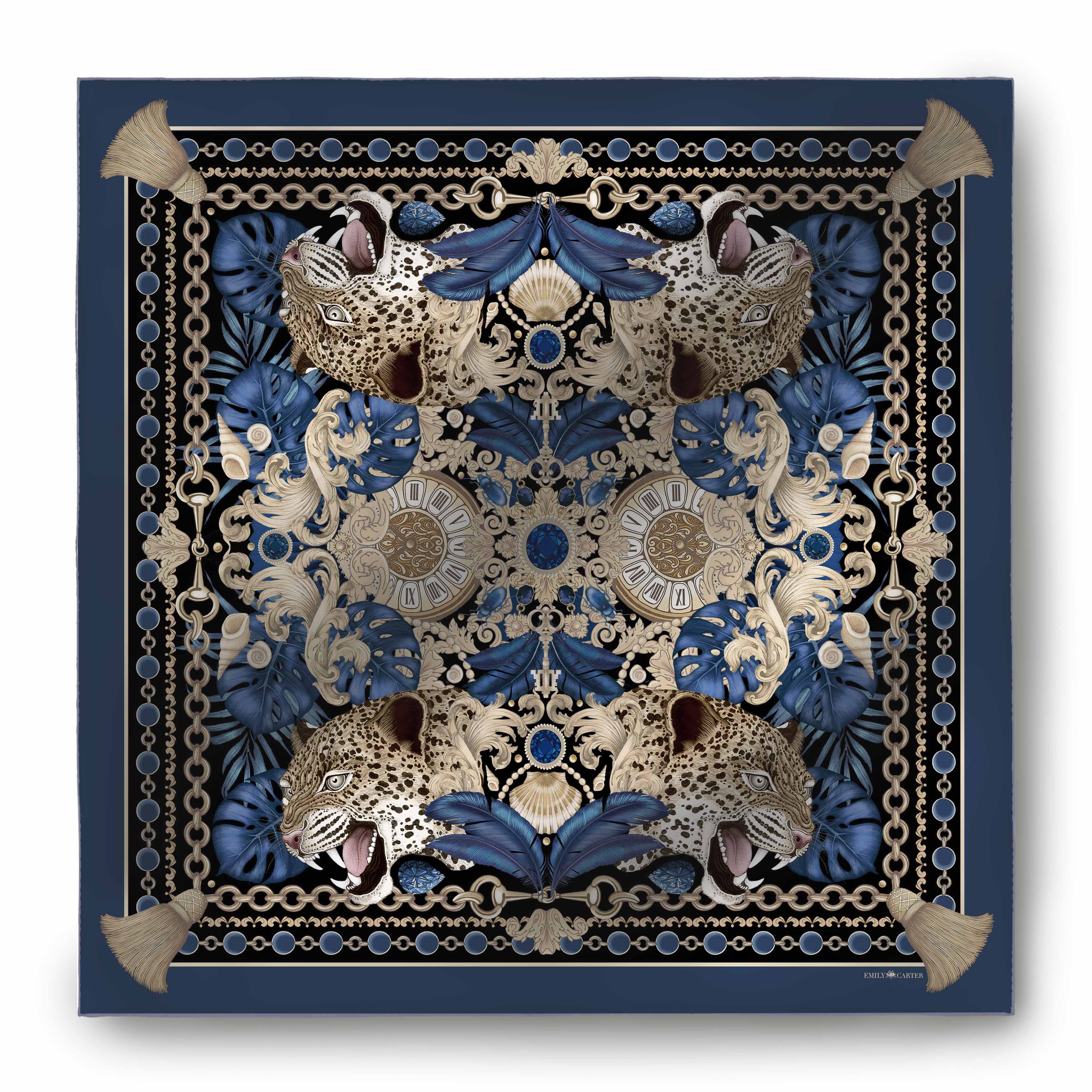 The Sapphire & Jaguar Silk Scarf | 90x90cm [Preorder]