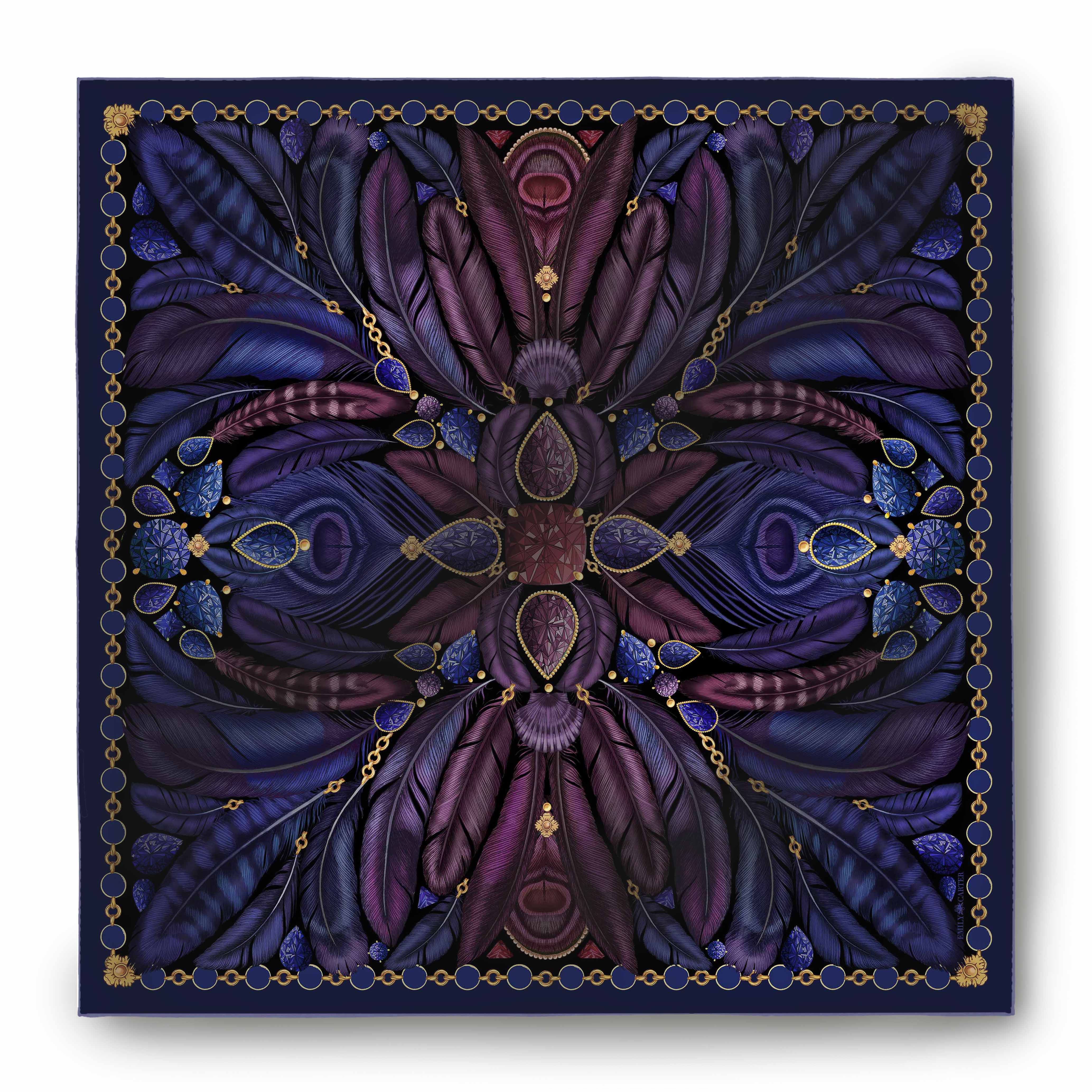 The Feather & Amethyst Silk Scarf | 90x90cm [Preorder]