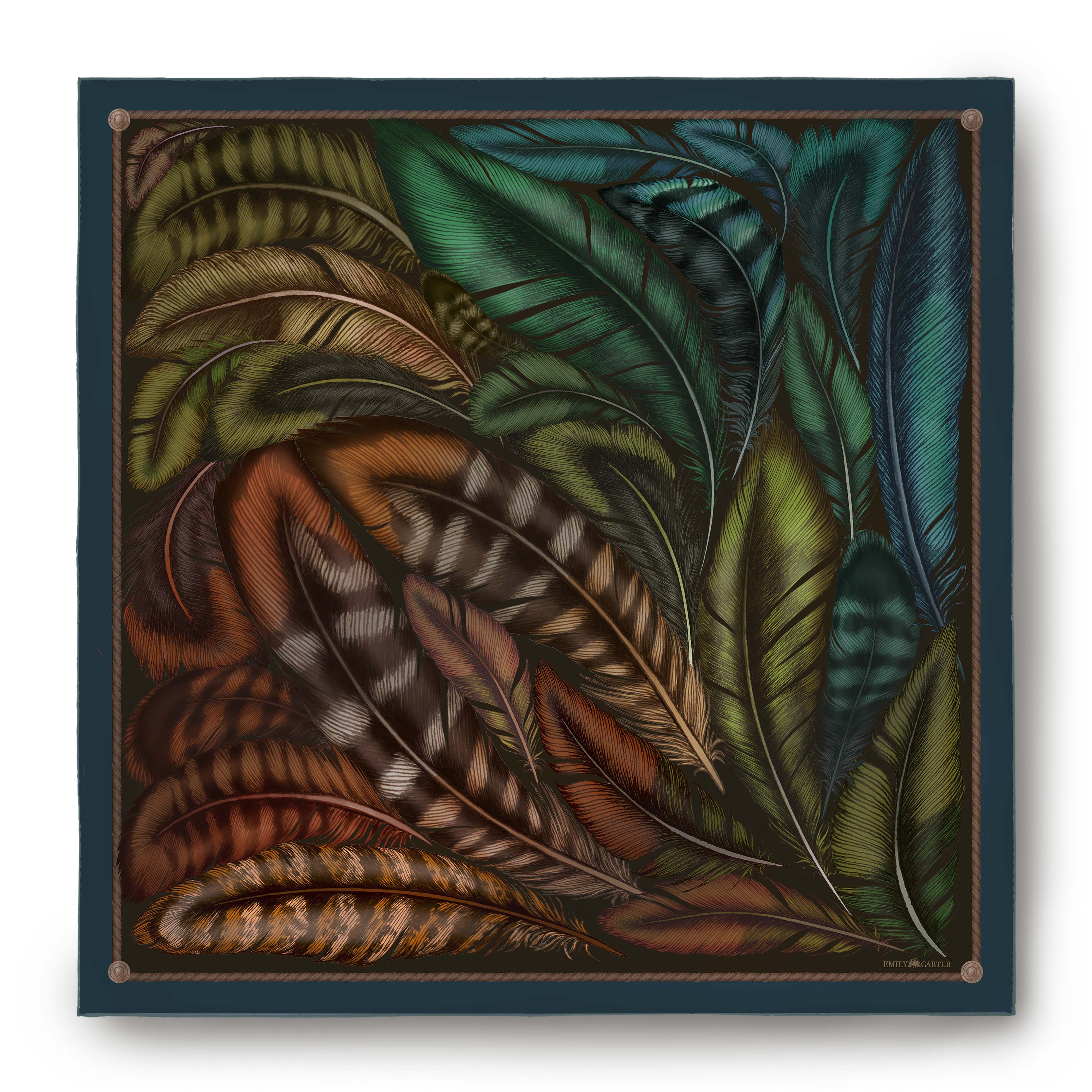 The Autumn Feather Silk Scarf | 90x90cm [Preorder]