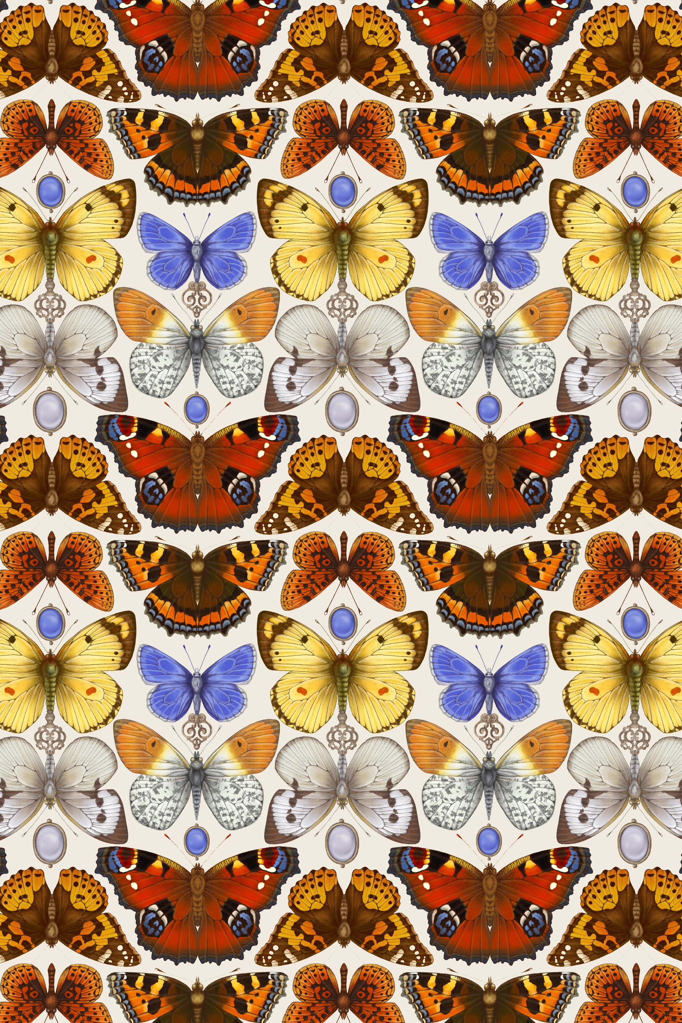 British Butterfly Print Cream
