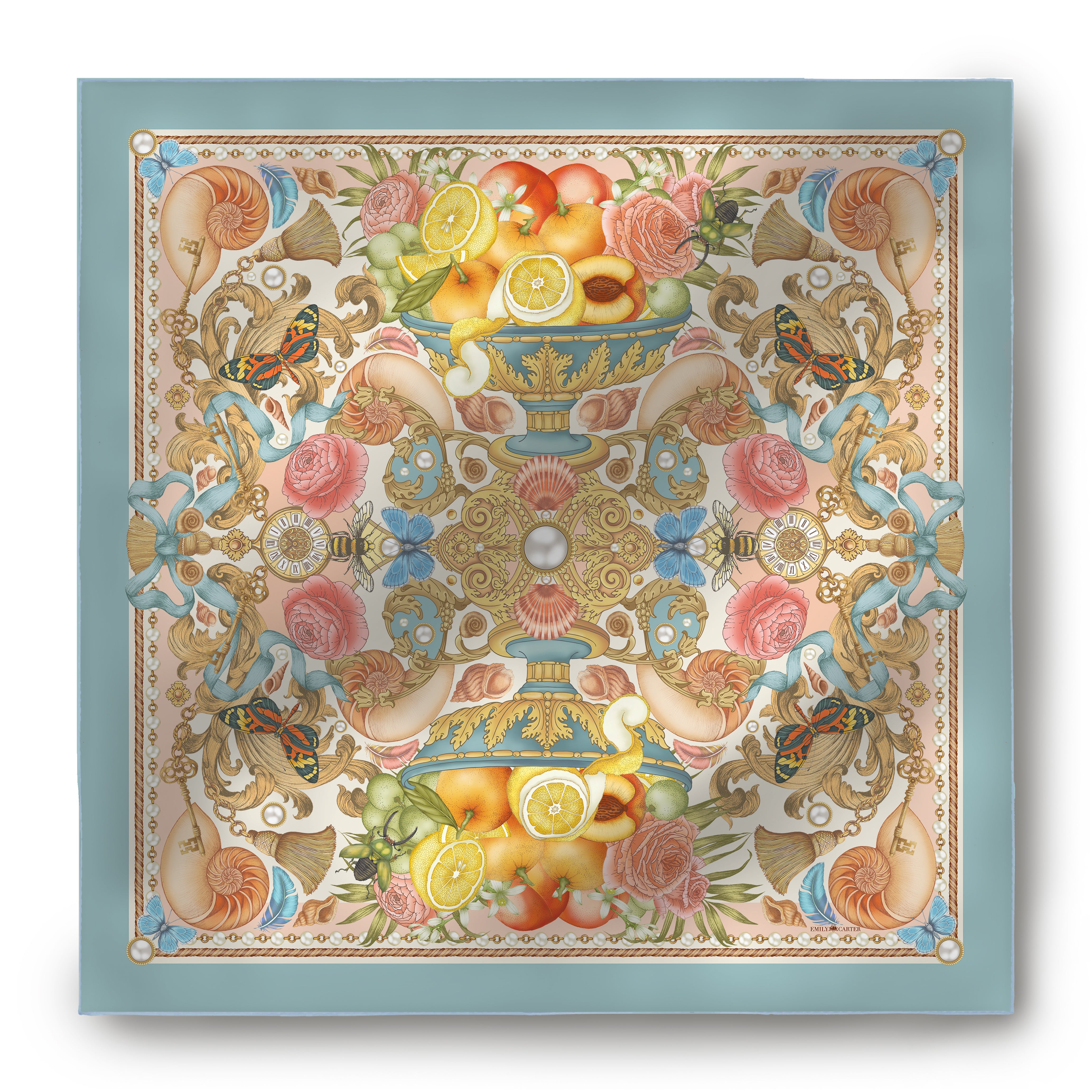 The Pearl Baroque Silk Scarf | 90x90cm