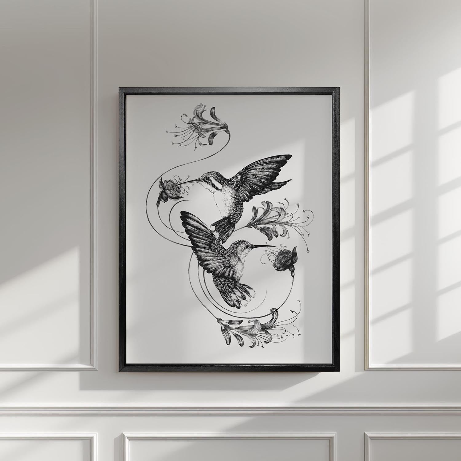 'Hummingbirds & Honeysuckle' Fine Art Print