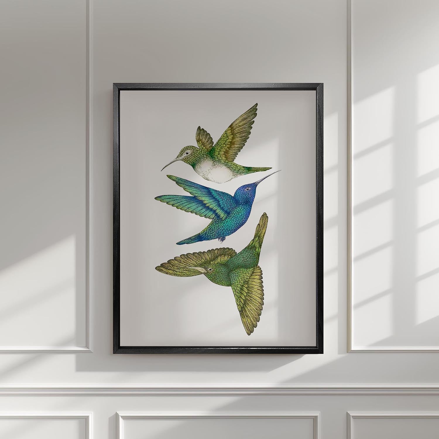 'Antique Hummingbirds III' Fine Art Print