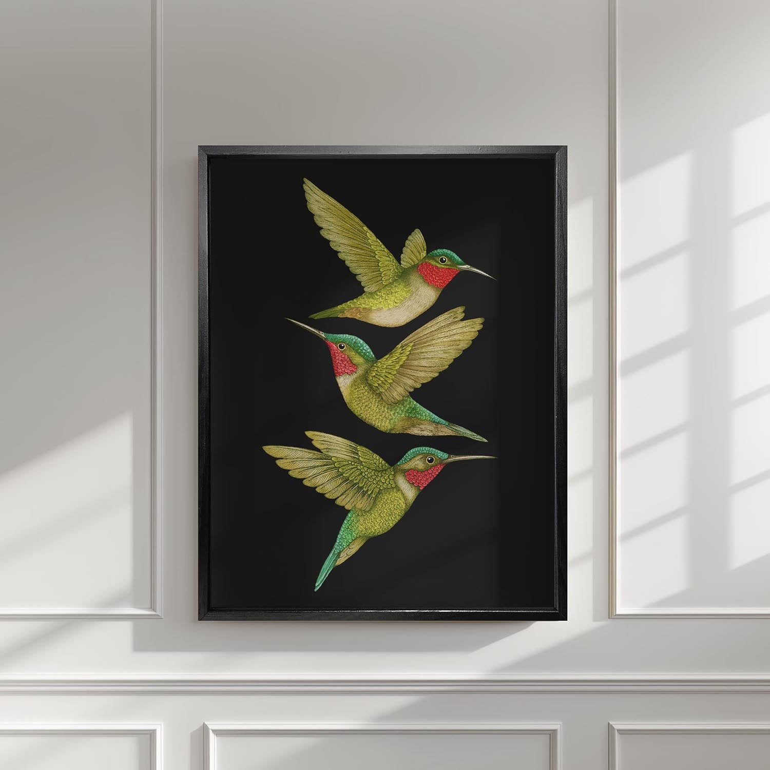 'Tropical Hummingbirds' Charcoal Fine Art Print