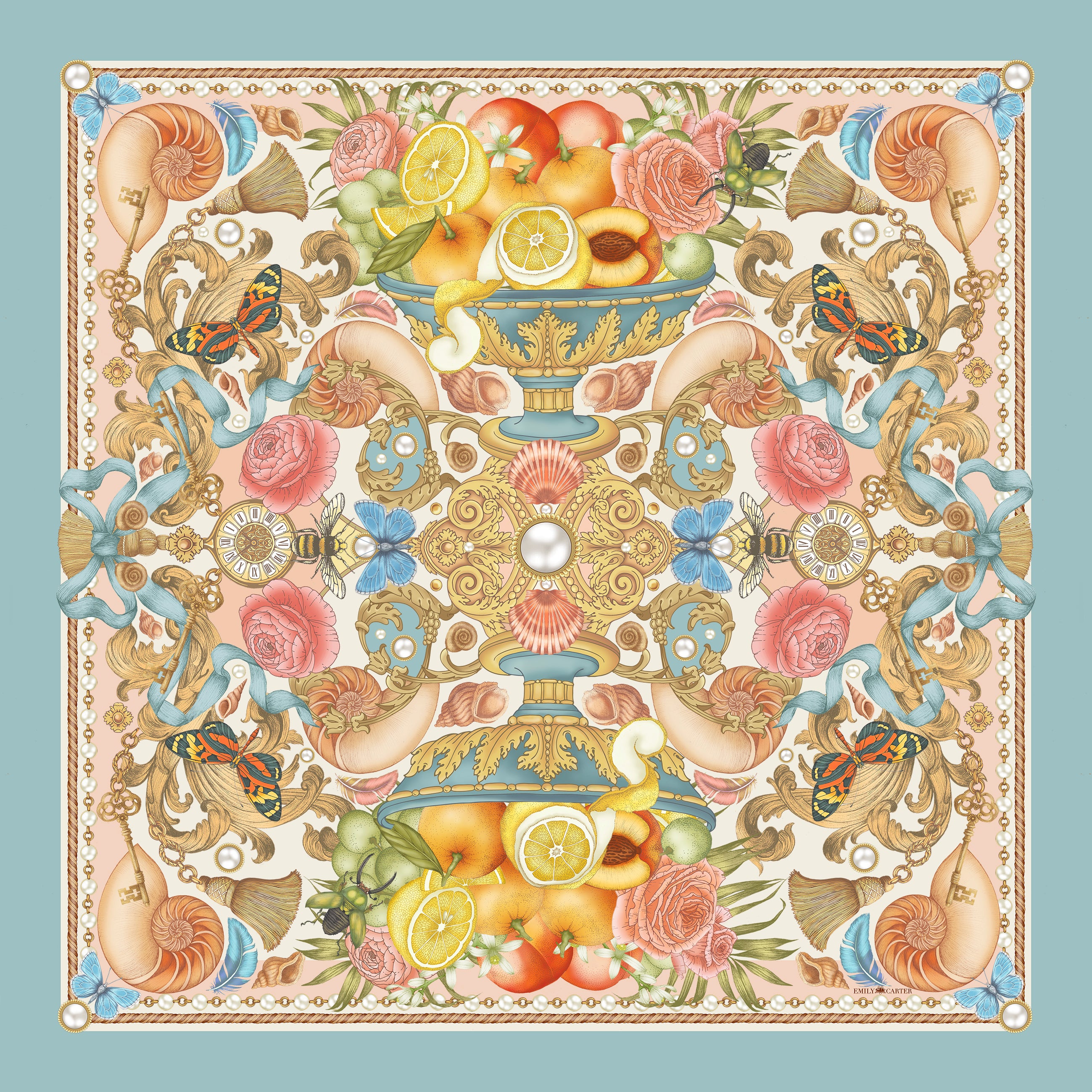 The Pearl Baroque Silk Neckerchief | 45x45cm
