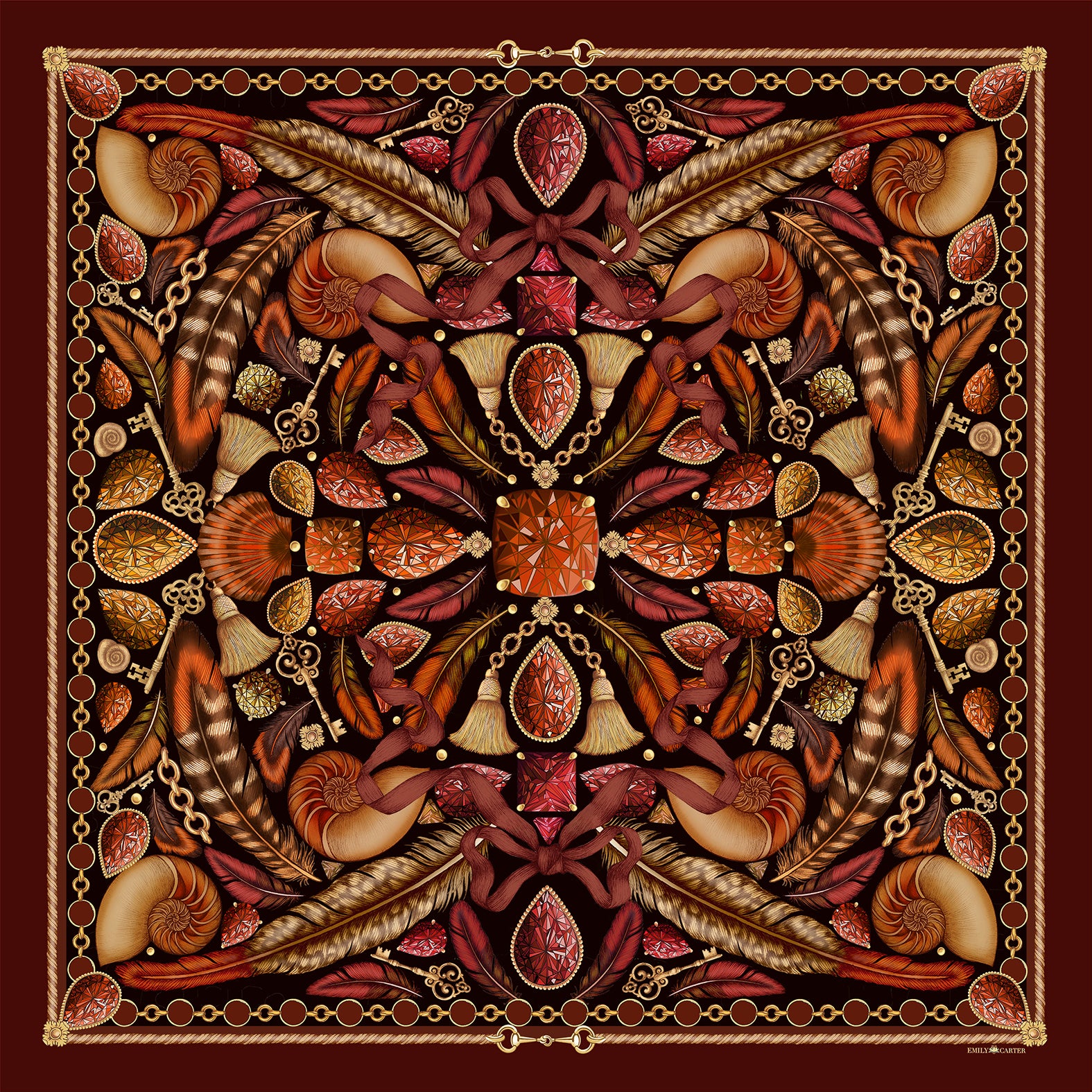 The Feather Baroque Silk Scarf | 65x65cm [Preorder]
