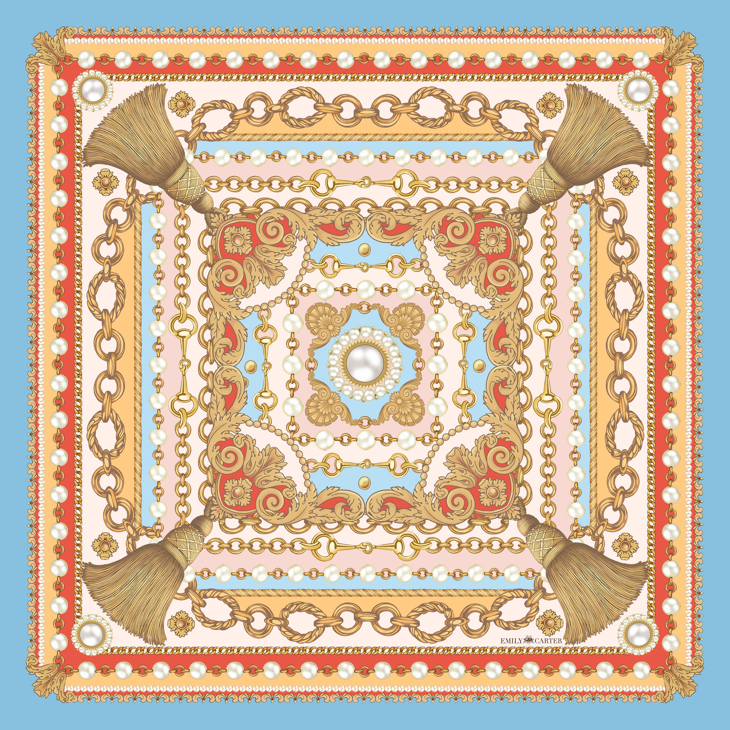 The Jewelled Baroque Silk Neckerchief | 45x45cm