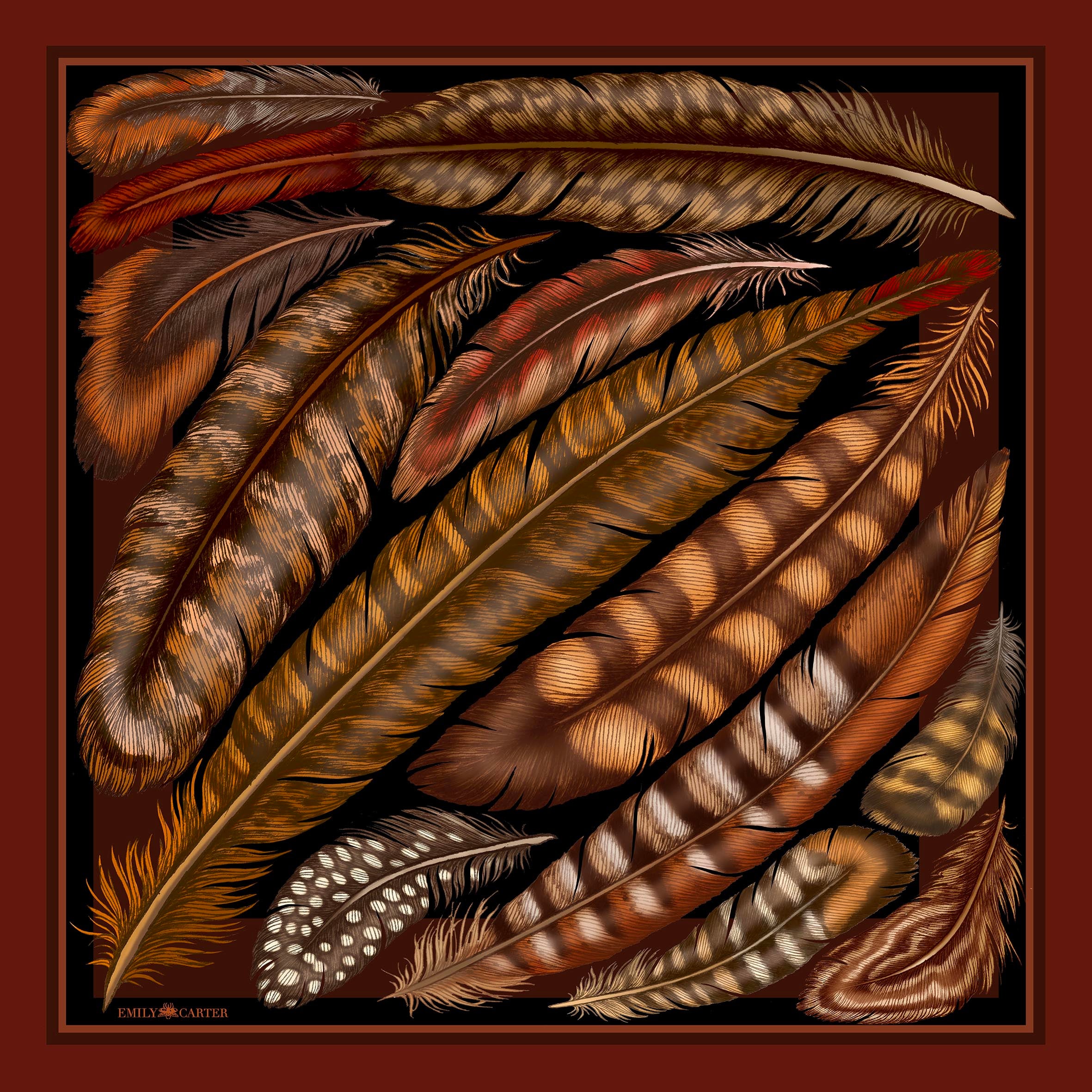 The British Feather Silk Neckerchief | 45x45cm