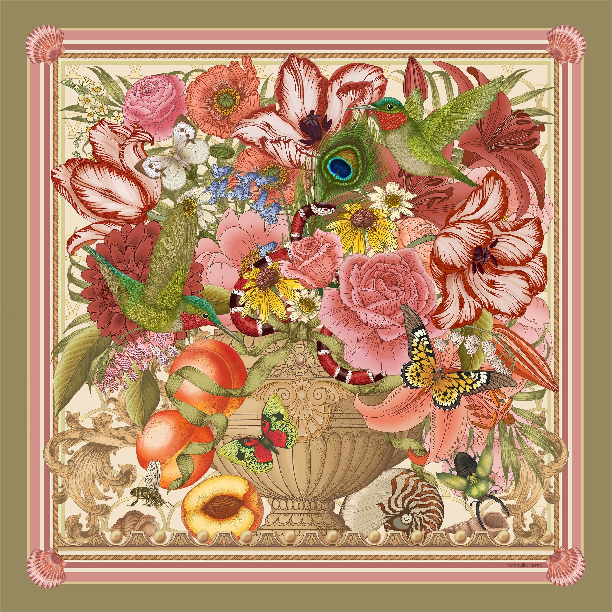 The Tulip Still Life Silk Scarf | 90x90cm