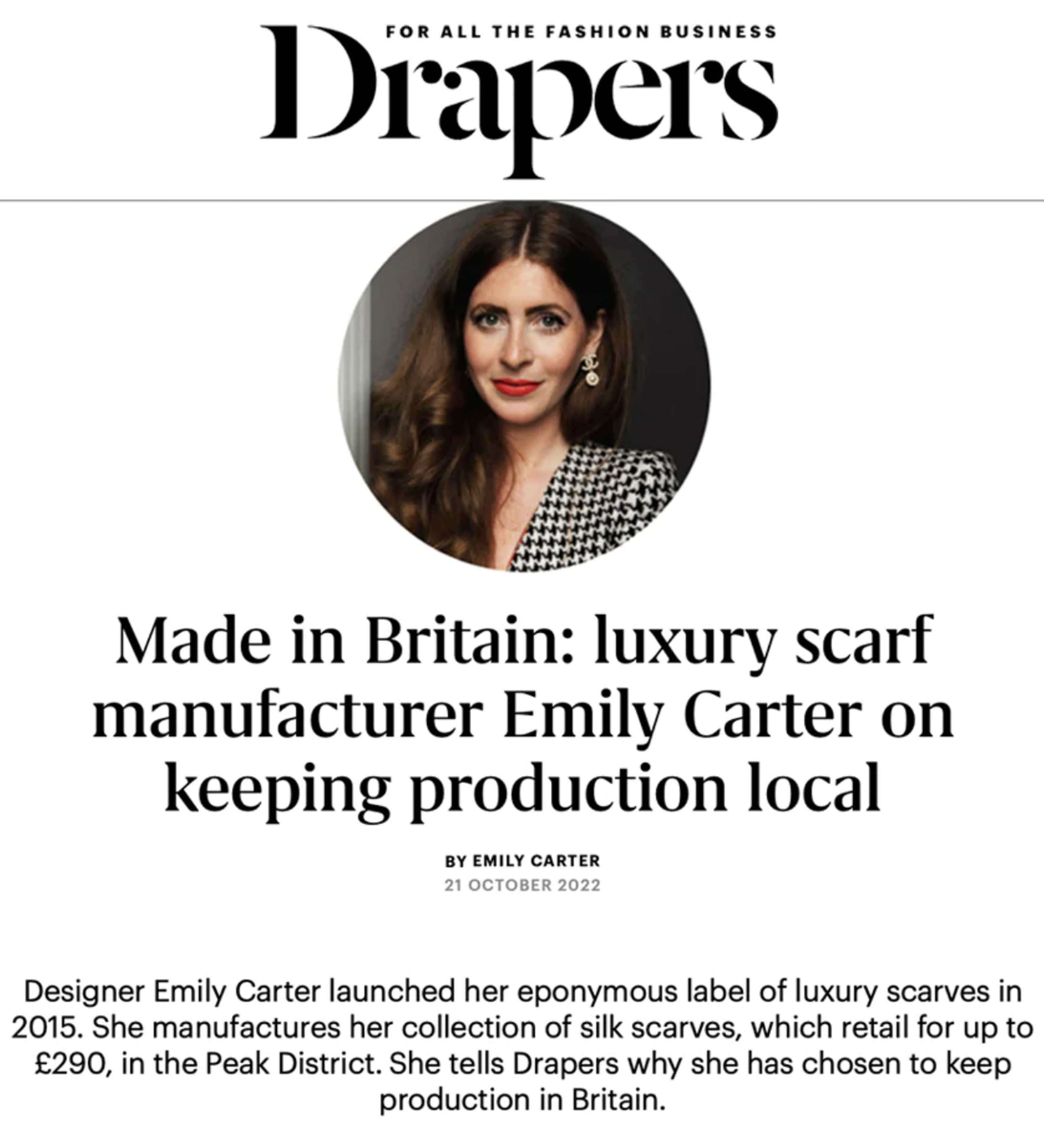Emily Carter's article in Drapers magazine