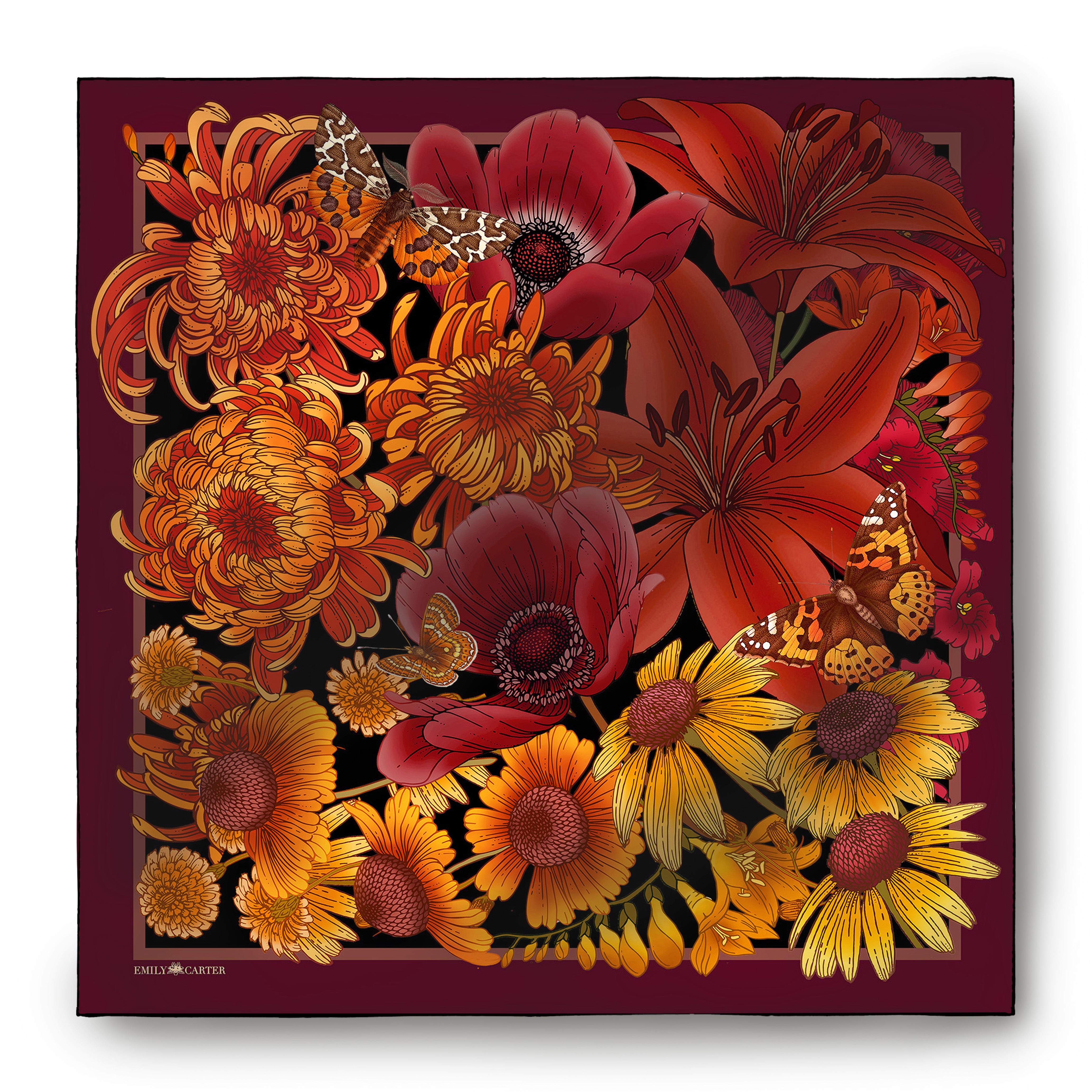 The Autumn Floral Silk Scarf | 90x90cm [Preorder]