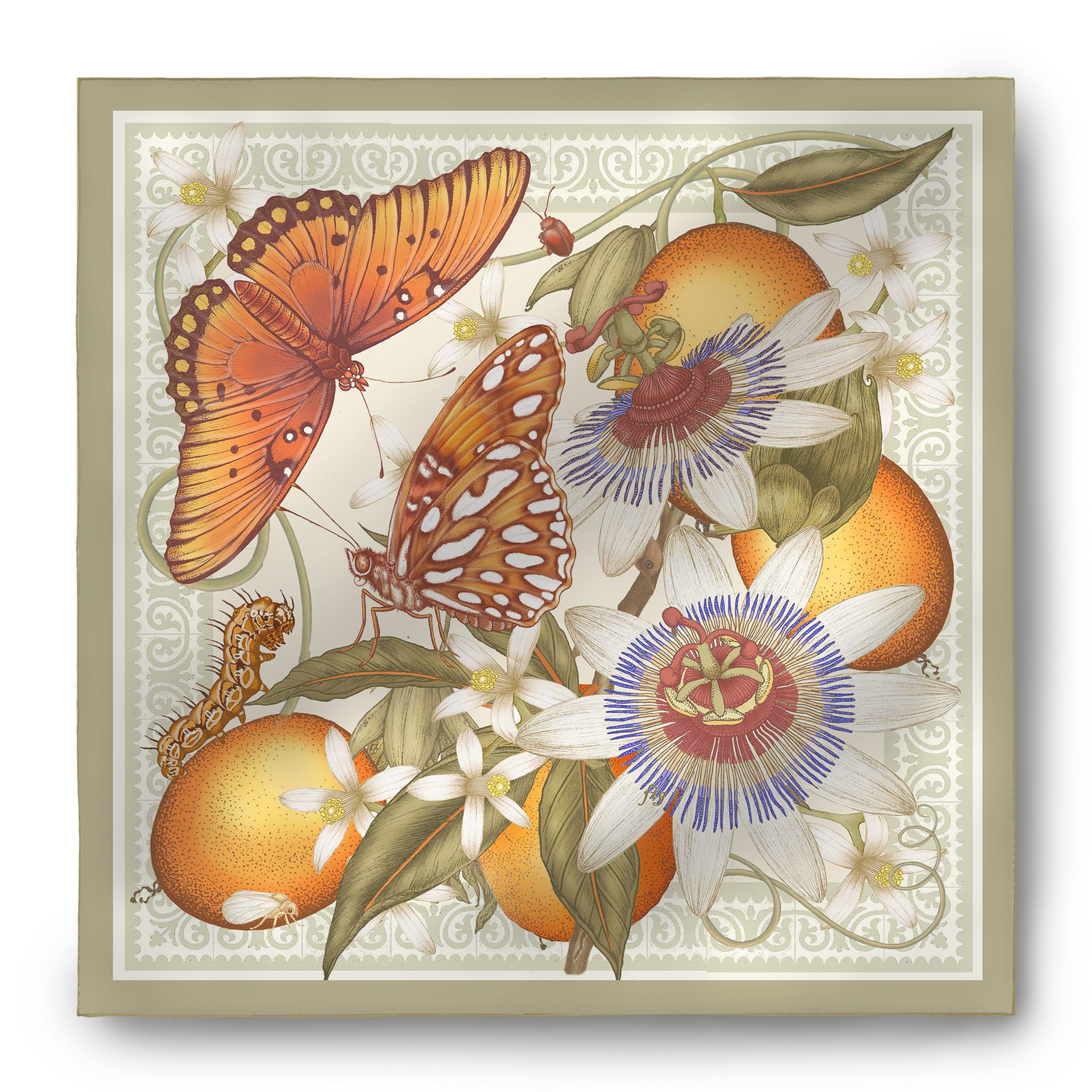 The Fritillary & Passion Flower Silk Scarf | 90x90cm [Preorder]
