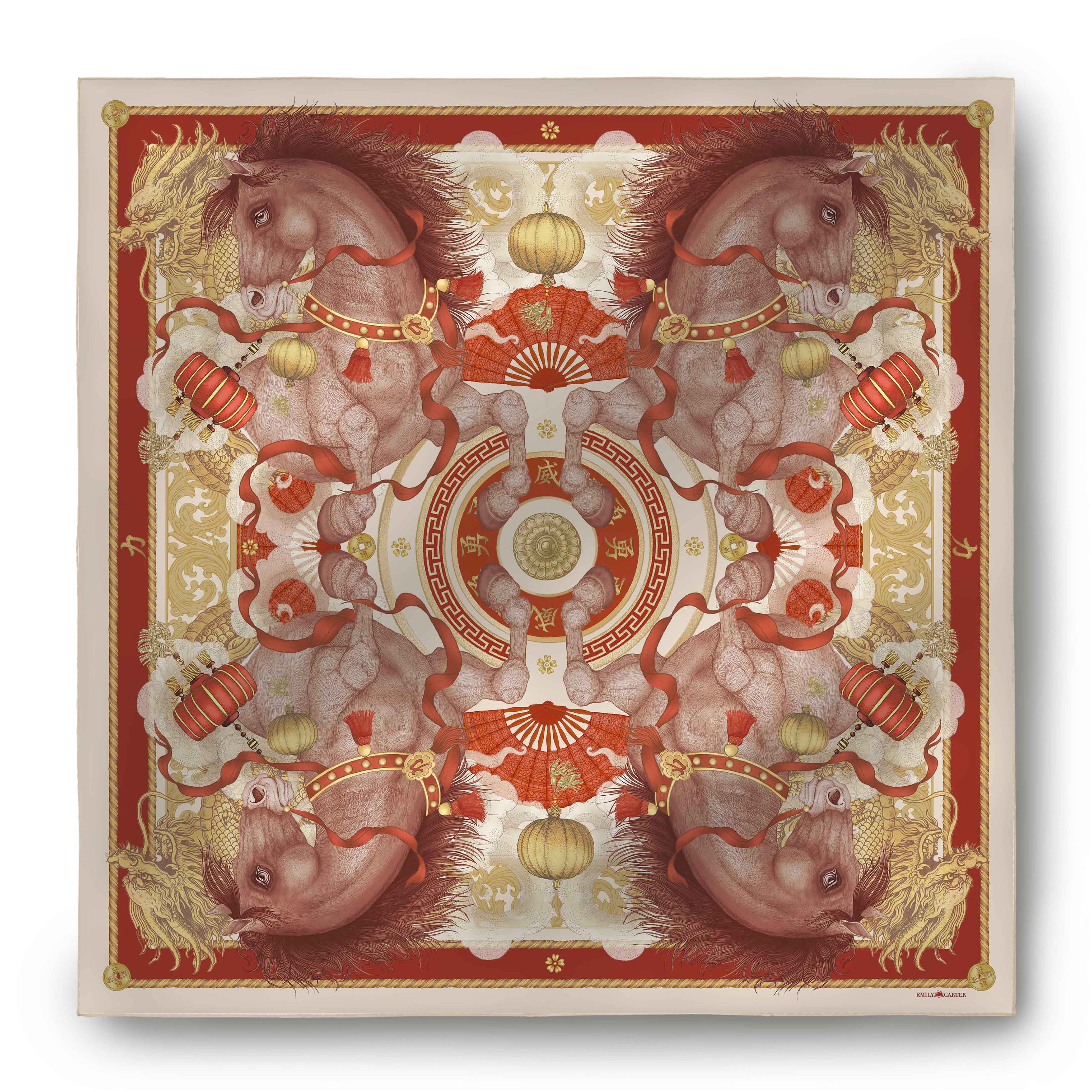 The Horse & Dragon Silk Scarf - Limited Edition | 90x90cm [Preorder]