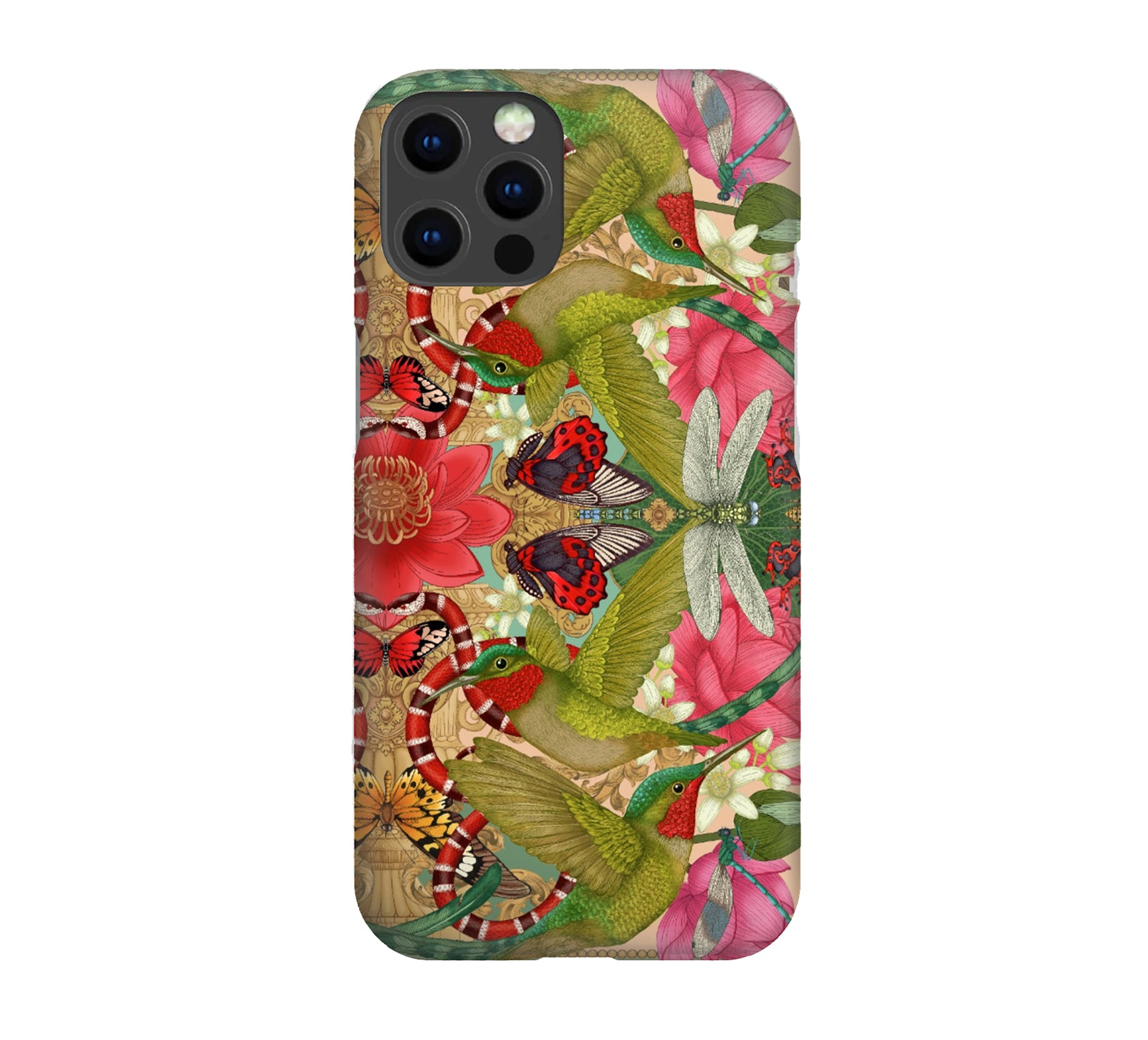 Luxury Phone Case - Hummingbird & Lotus