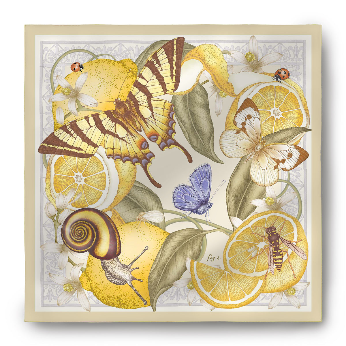 The Lemon & Swallowtail Silk Scarf | 90x90cm [Preorder]