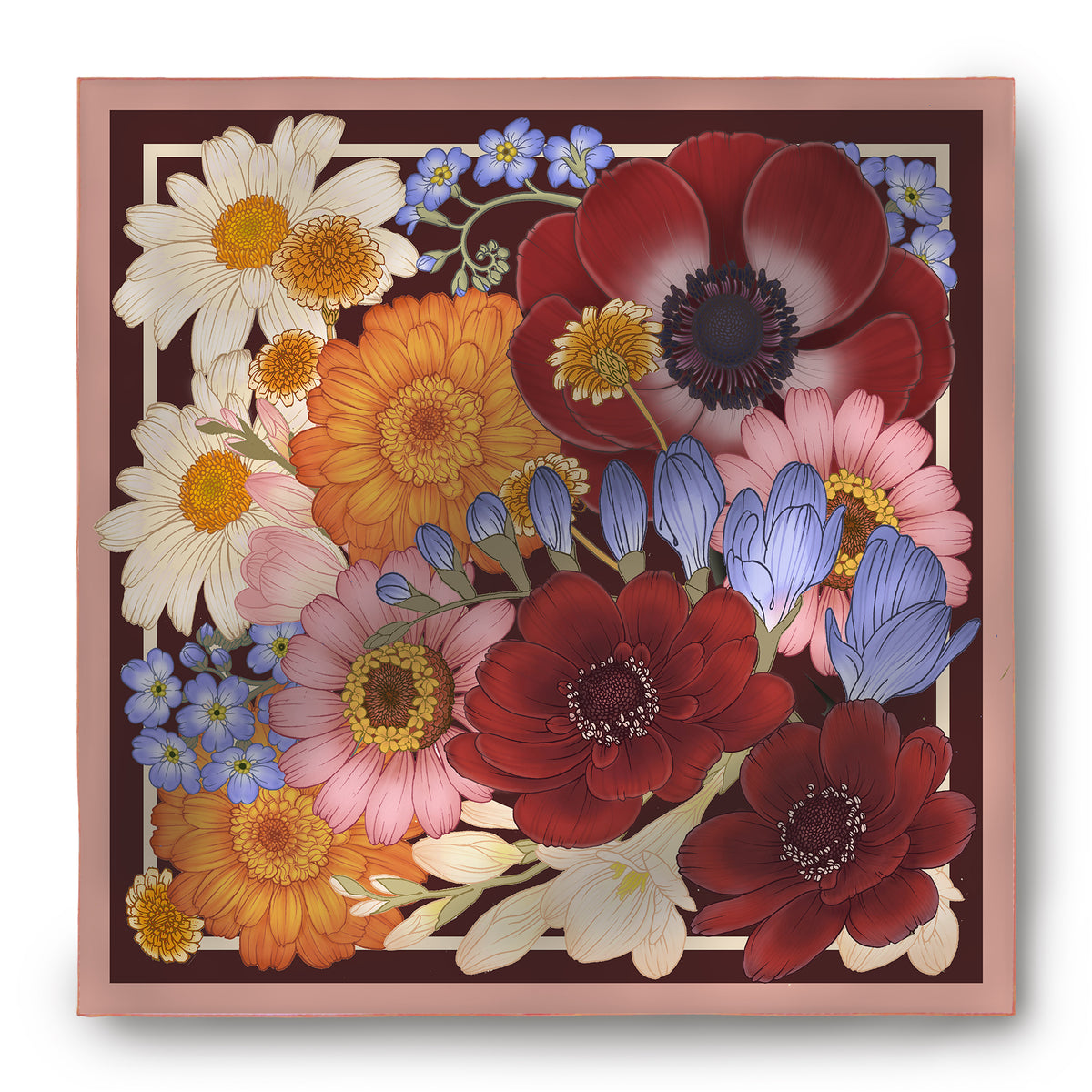 The Anemone & Freesia Silk Scarf | 90x90cm [Preorder]