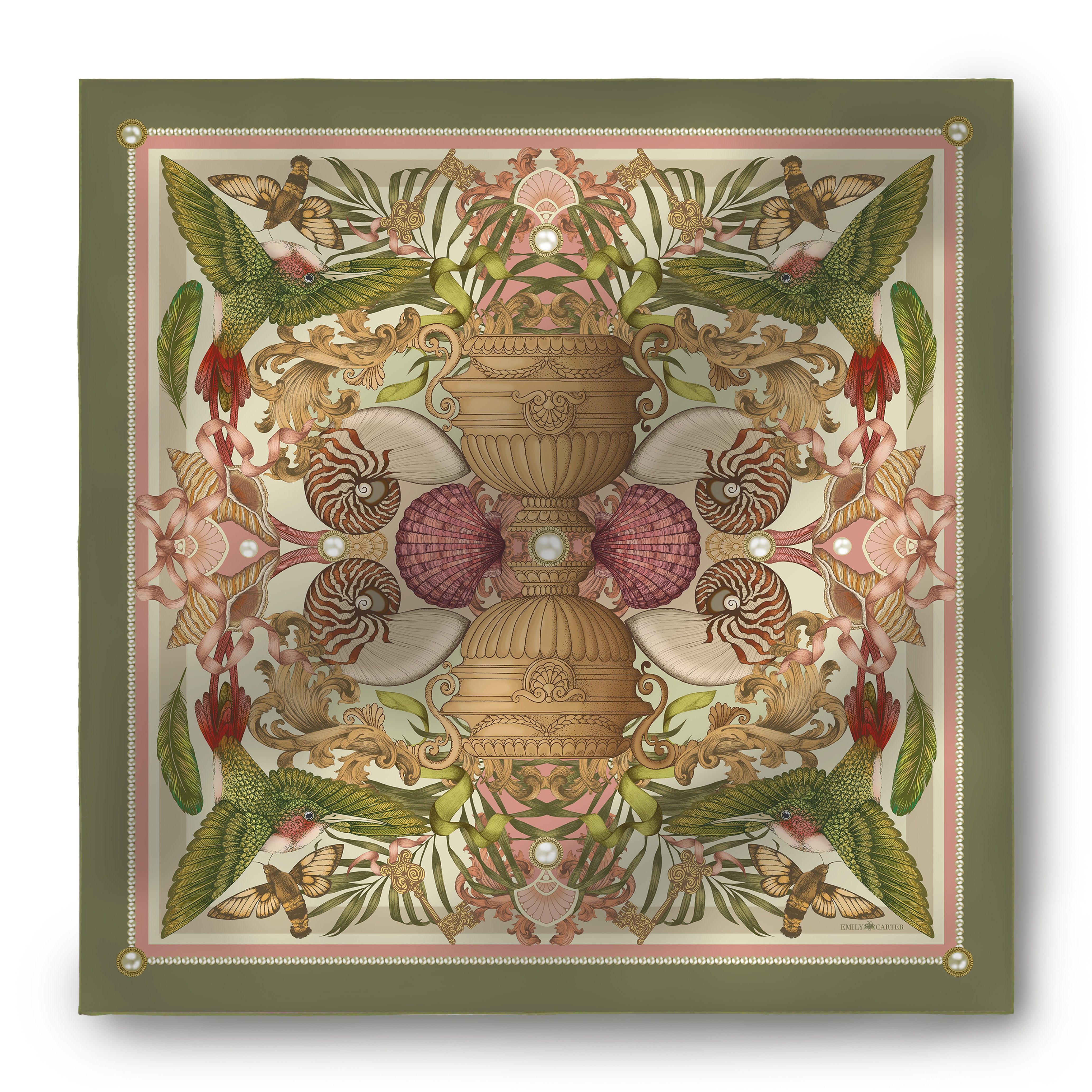 The Nautilus & Hummingbird Silk Scarf | 90x90cm