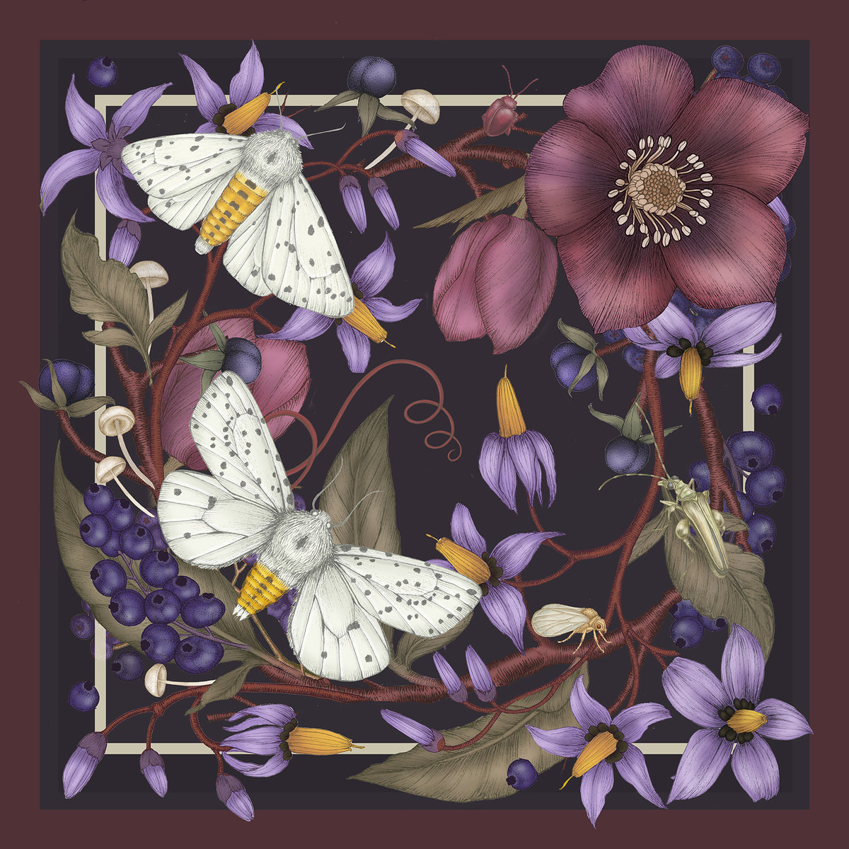 The Ermine & Nightshade Silk Scarf | 90x90cm [Preorder]