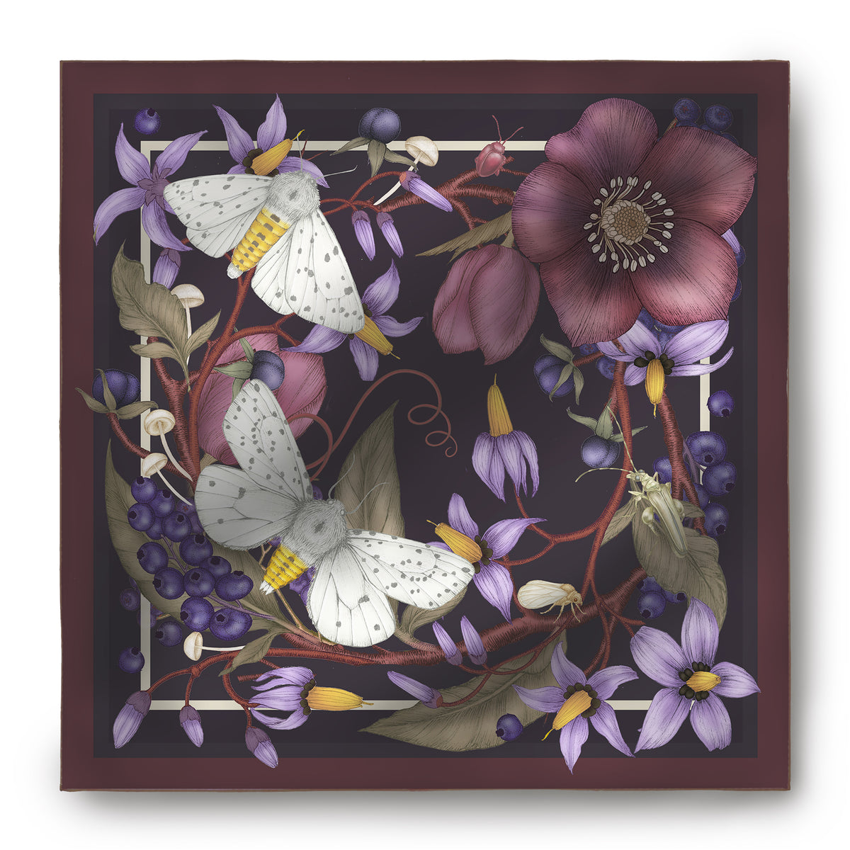 The Ermine & Nightshade Silk Scarf | 90x90cm [Preorder]