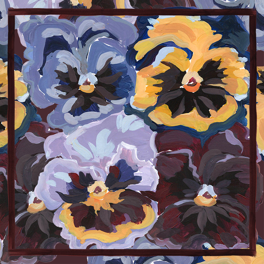 The Pansy Bouquet Silk Scarf | 90x90cm [Preorder]