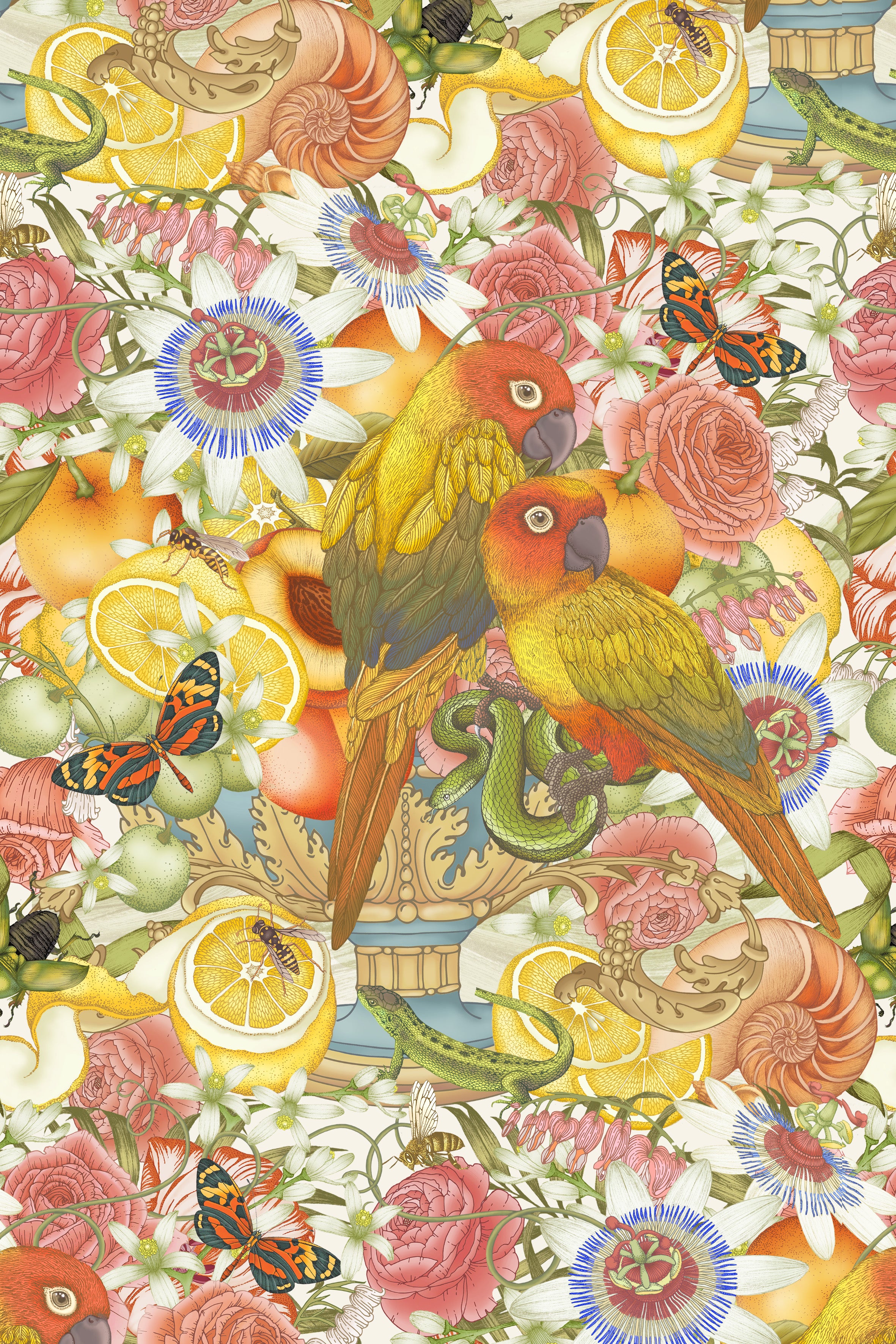 Parrot & Passion Flower Print