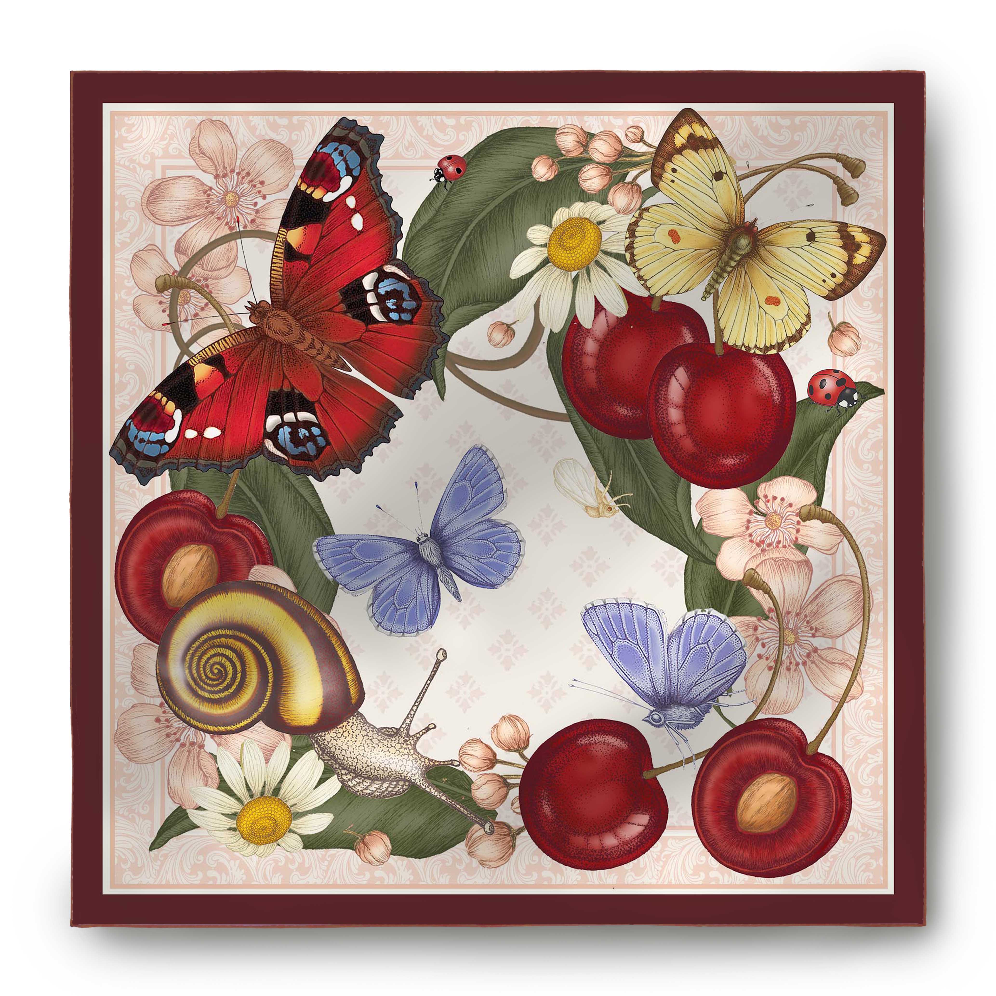 The Peacock & Cherry Blossom Silk Scarf | 90x90cm [Preorder]
