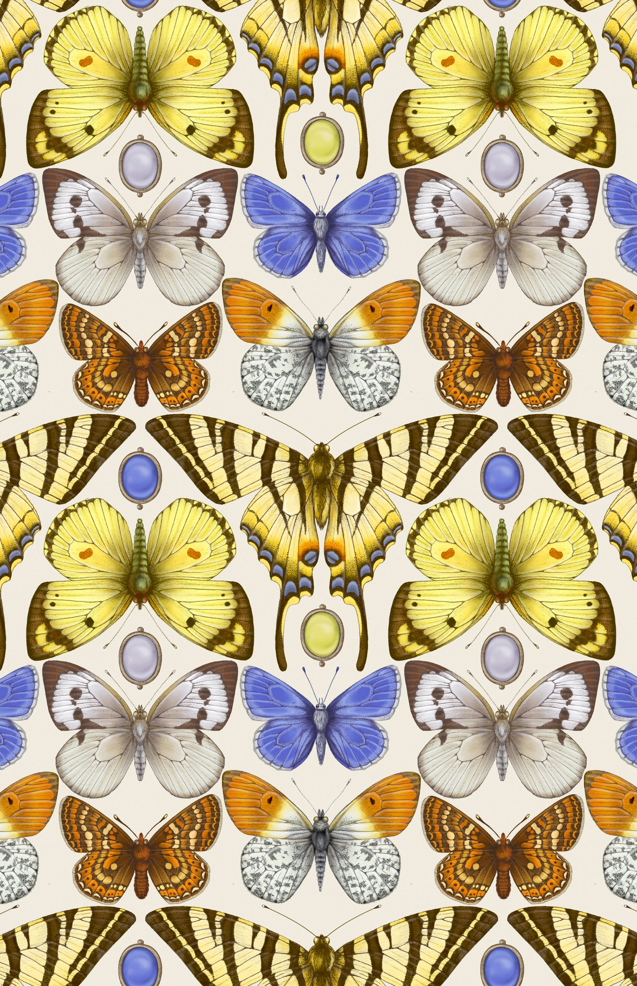 British Butterfly Lemon Wallpaper