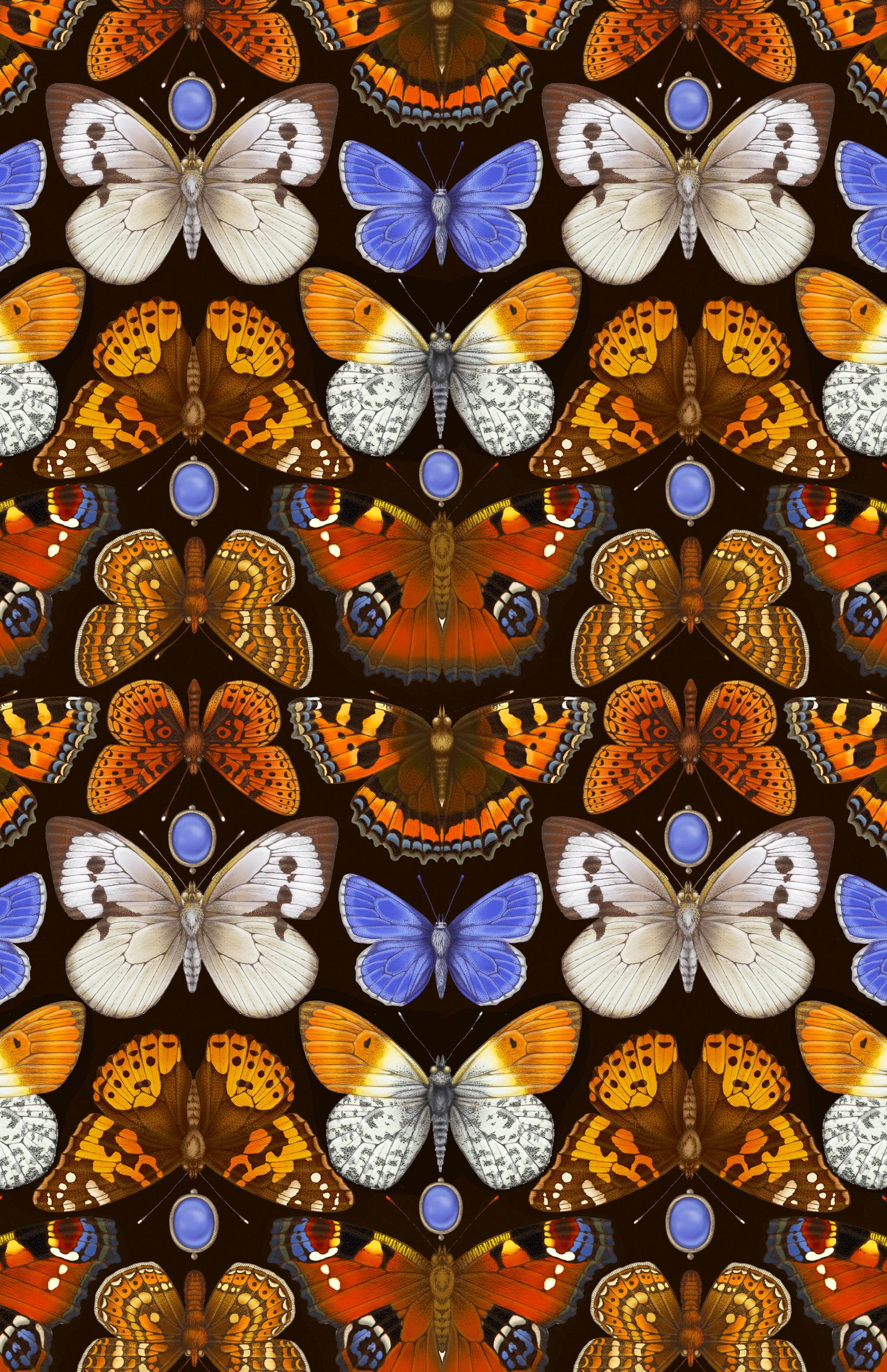 British Butterfly Amber Wallpaper