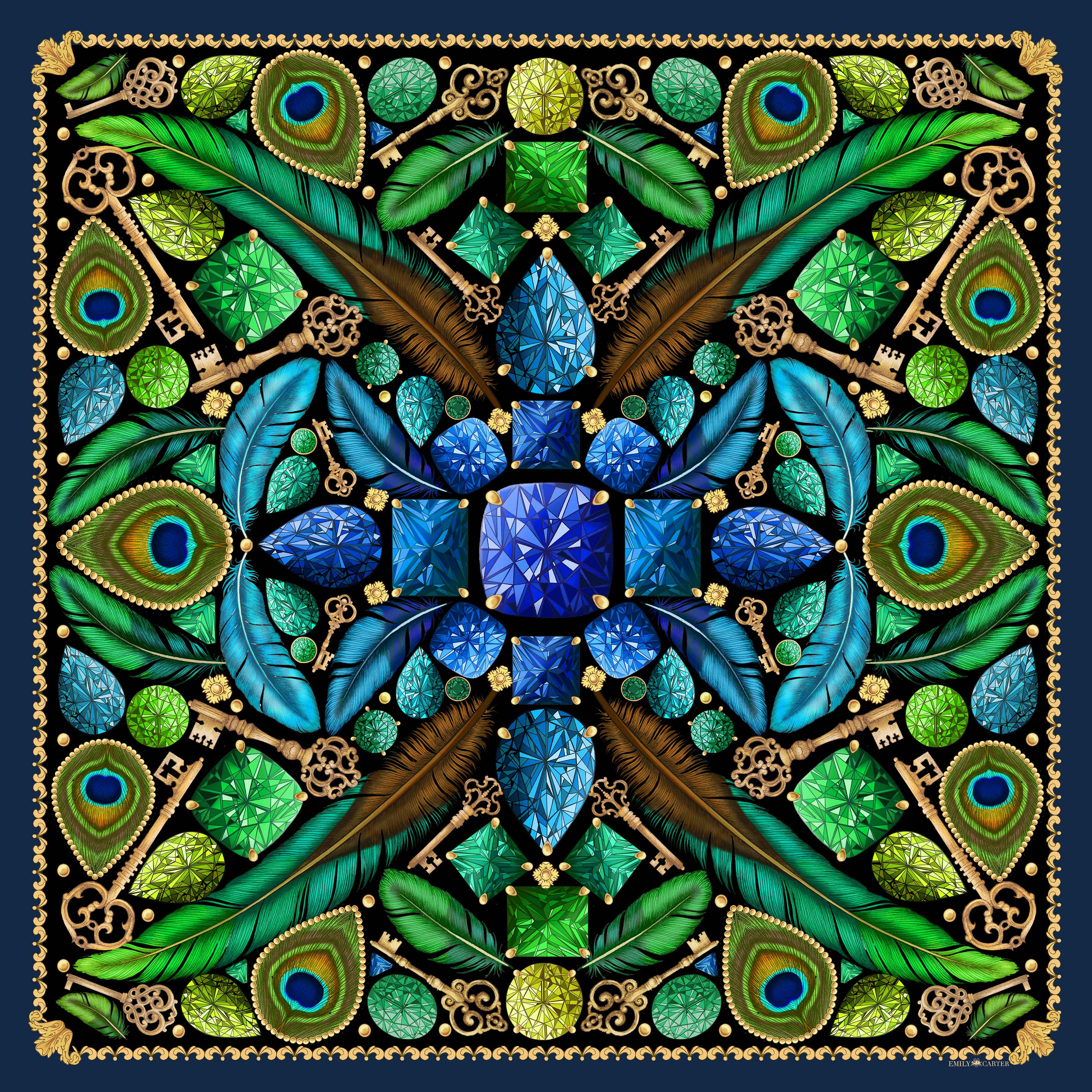 The Iridescent Jewel Silk Scarf | Wool/Silk | 130x130cm