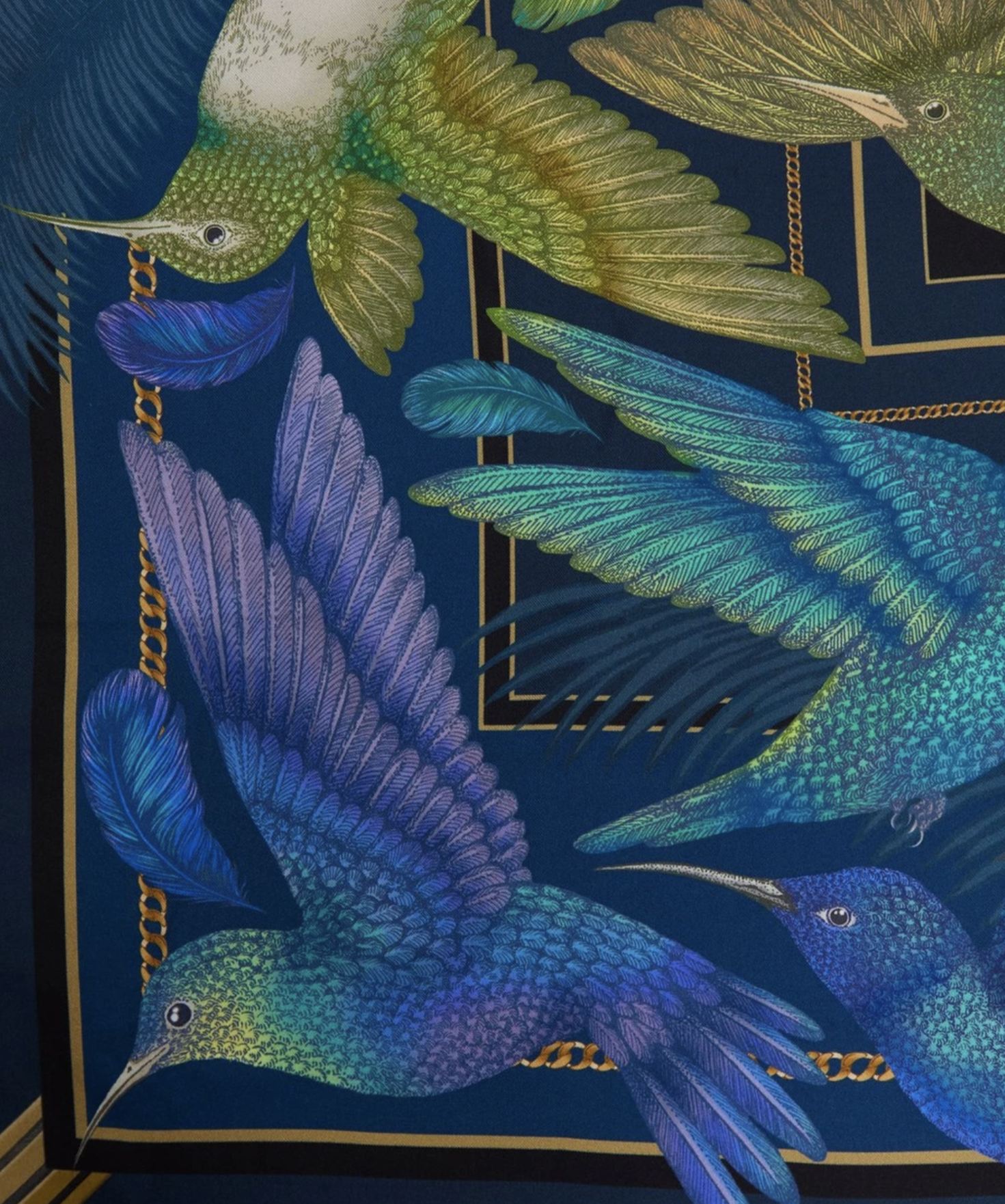 The Midnight Hummingbird Scarf | Wool/Silk | 130x130cm