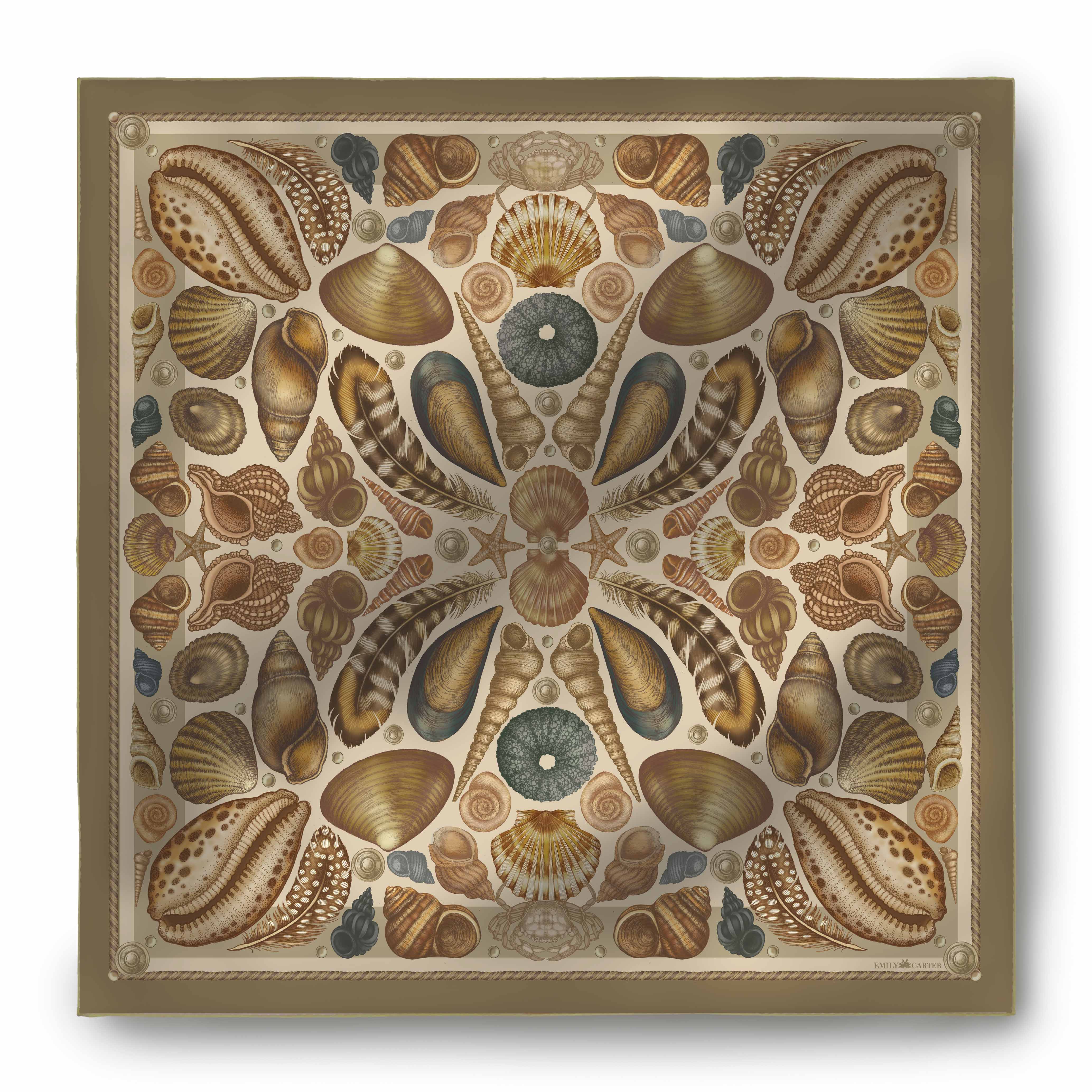 The River Shell Silk Scarf - Beige | 90x90cm [Preorder]