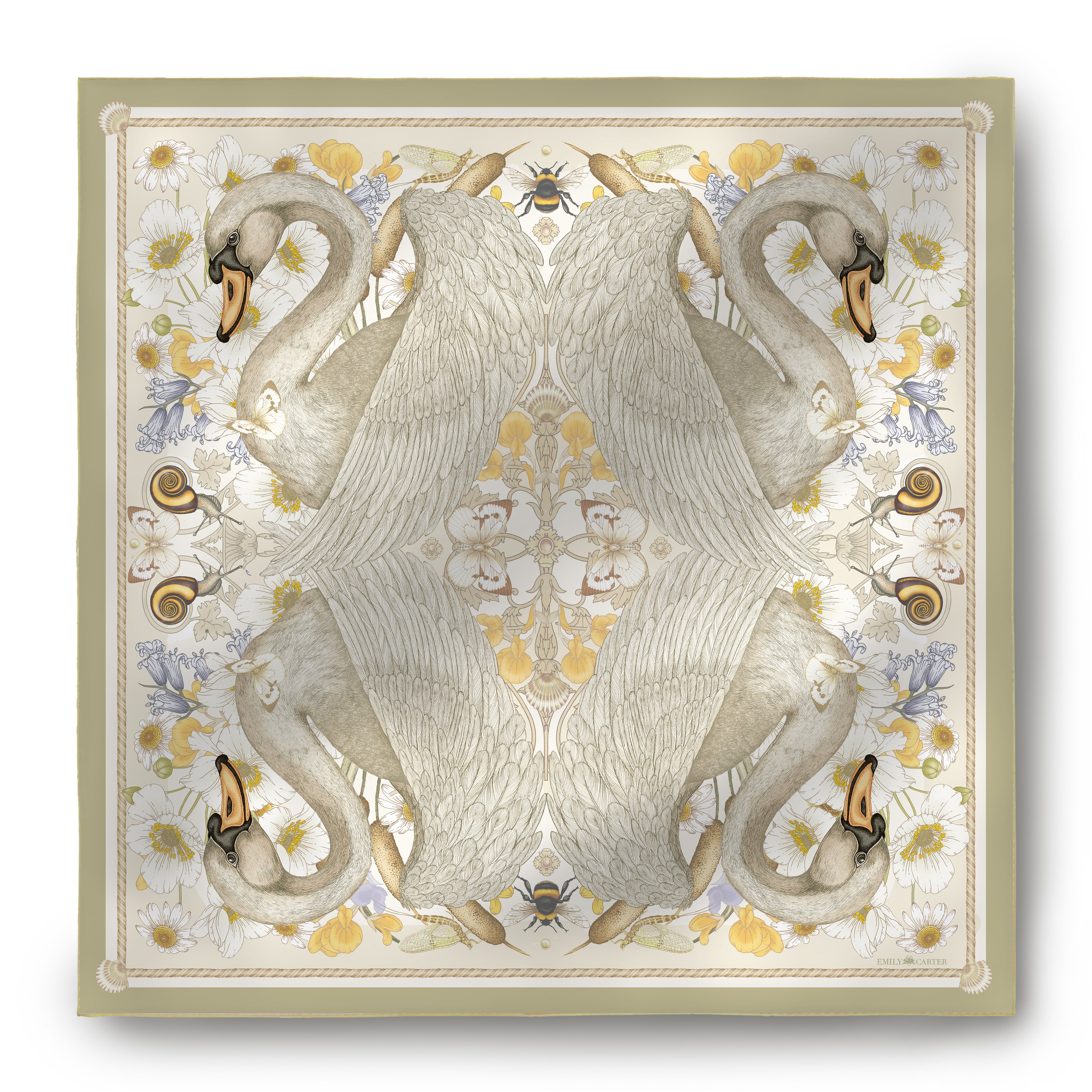 The Swan & Mayfly Silk Scarf | 90x90cm [Preorder]